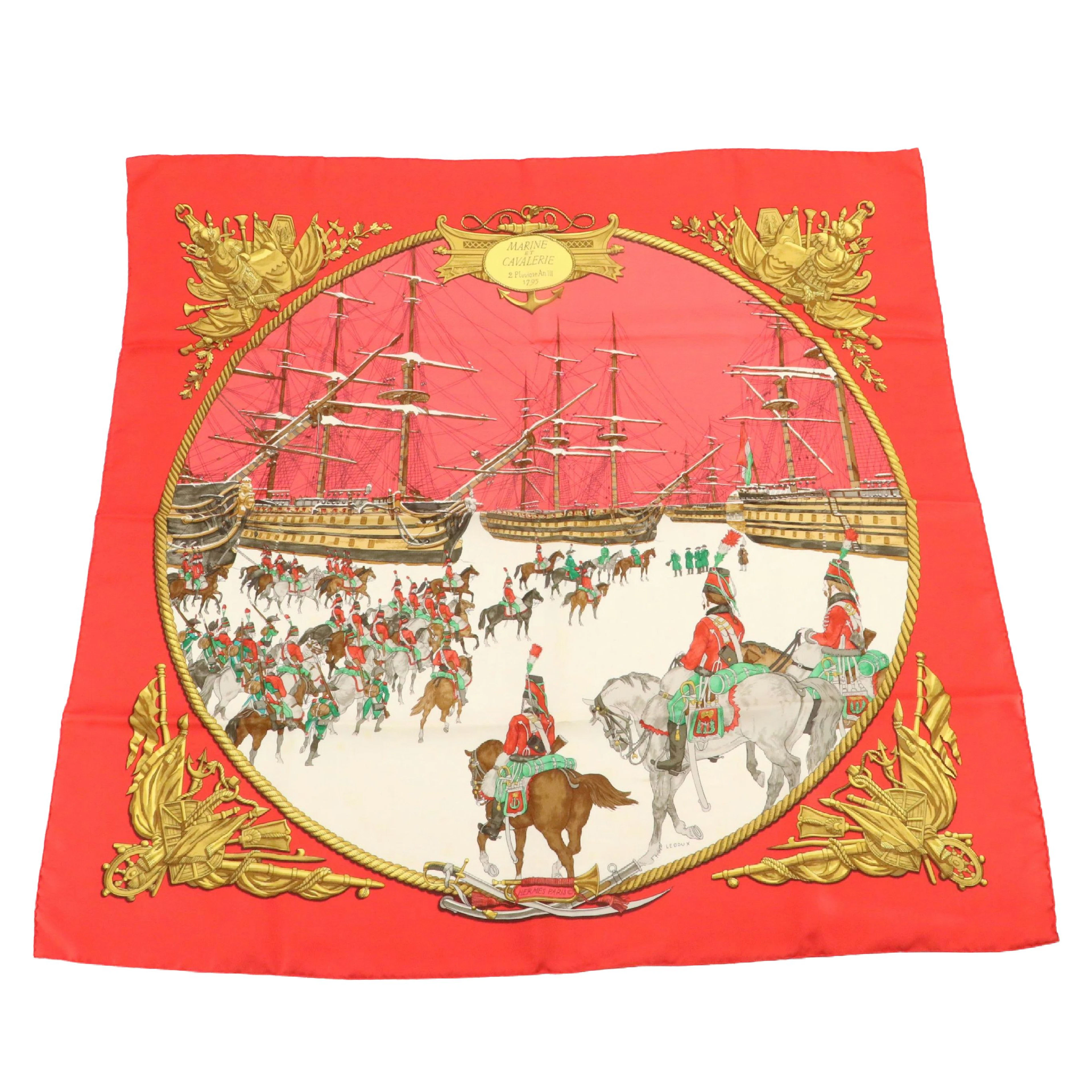 Hermés "Marine et Cavalerie" Silk Twill Scarf 90
