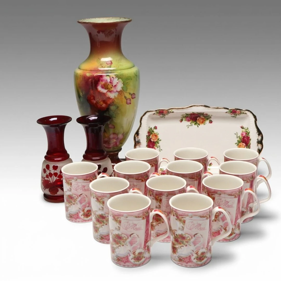 Royal Albert "Old Country Roses" Bone China Mugs, Tray and More Décor