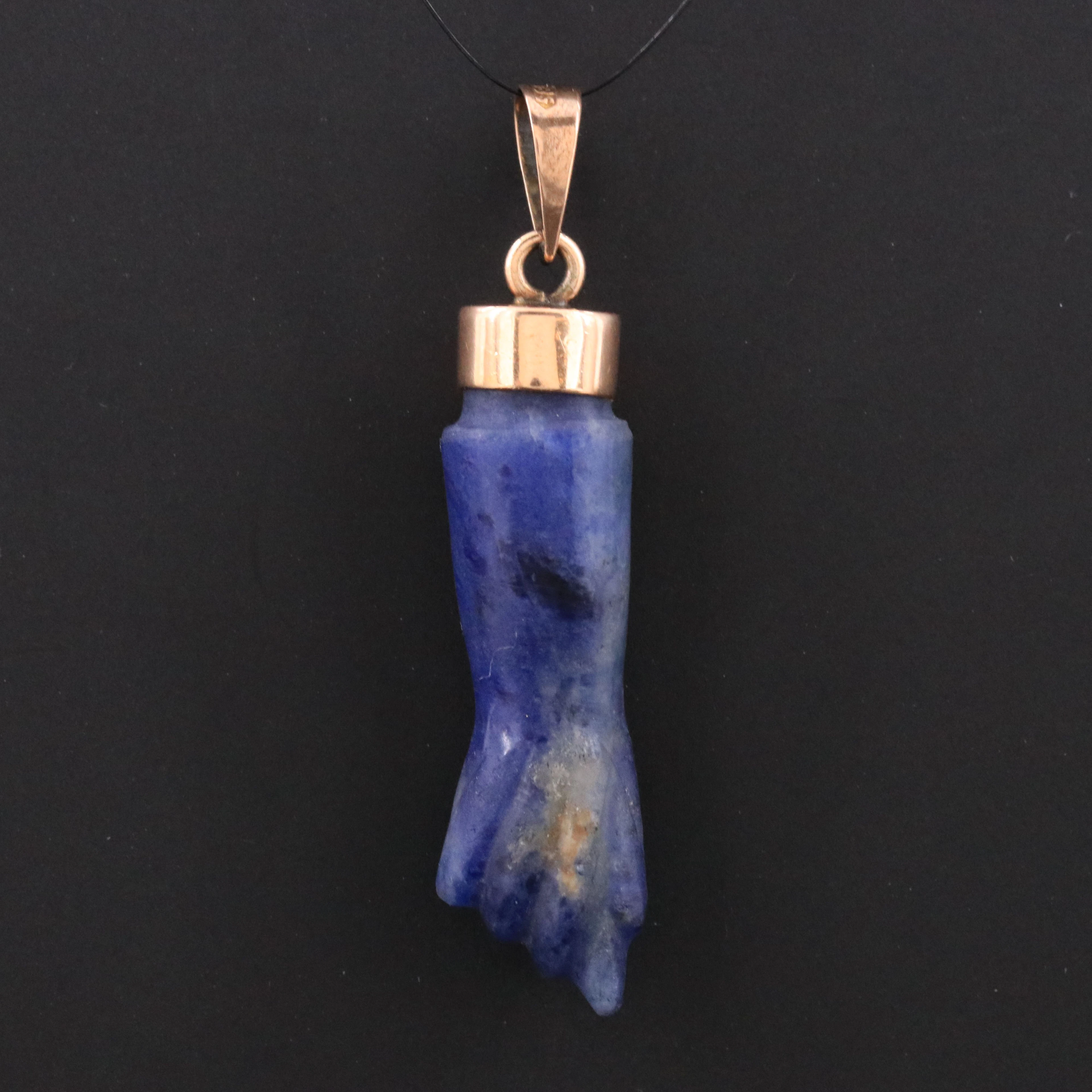 14K Lapis Lazuli Figa Amulet Pendant