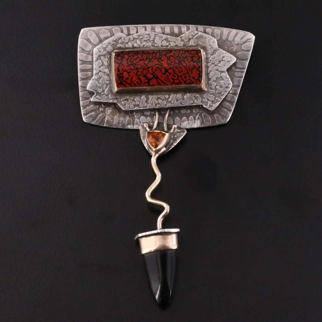 Charles & Tami Kegley Sterling Agate and Topaz Brooch with 14K Accent