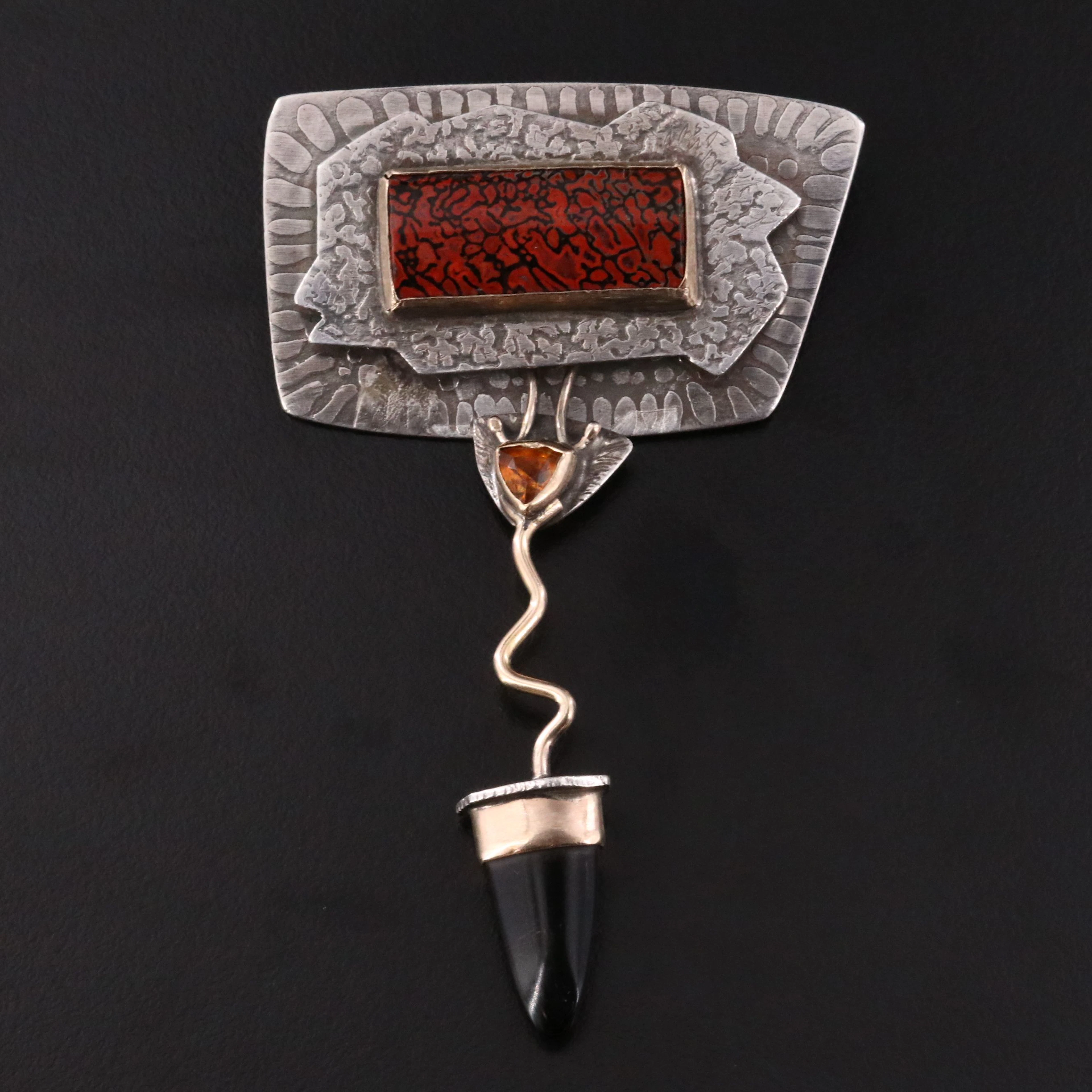 Charles & Tami Kegley Sterling Agate and Topaz Brooch with 14K Accent