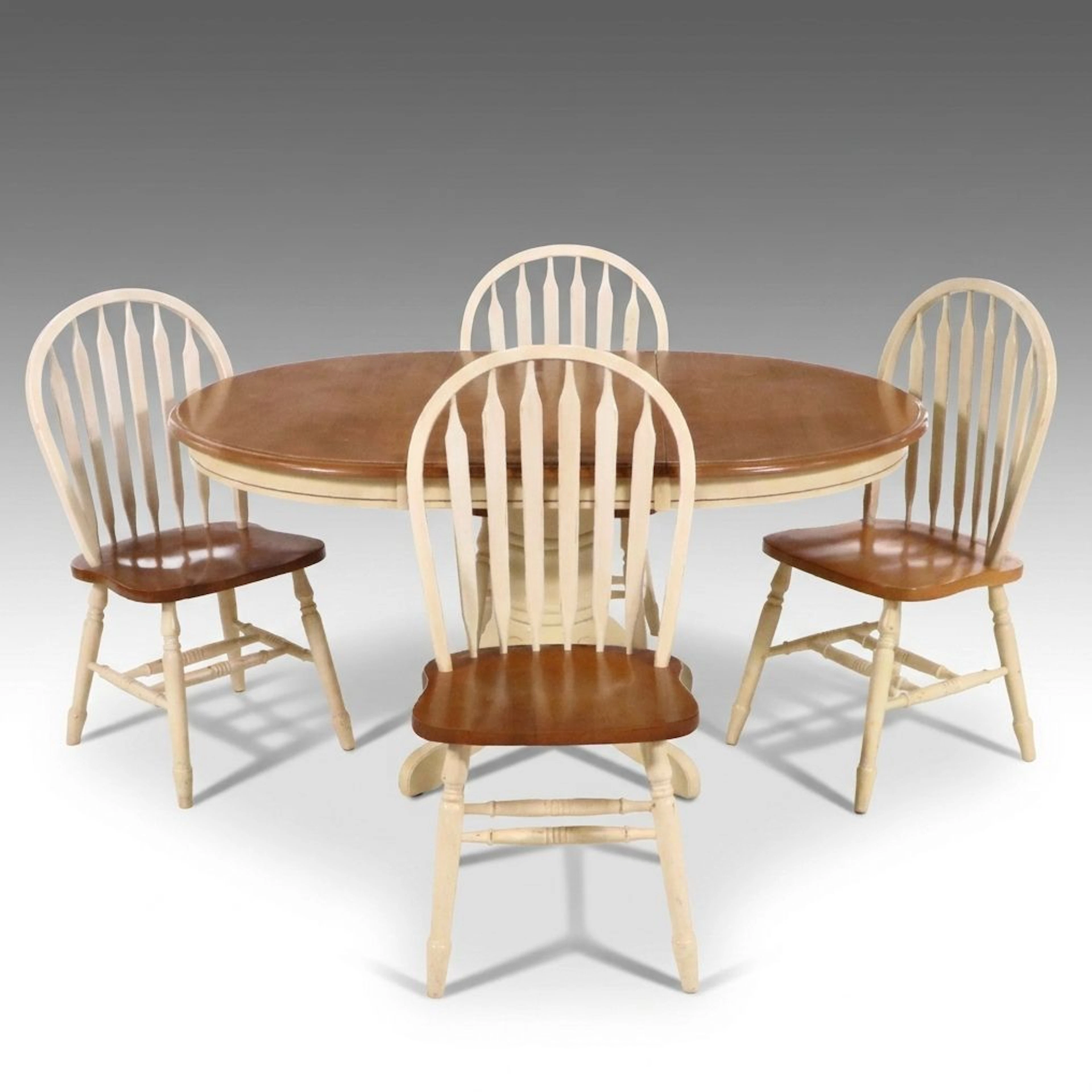 Colonial Revival Style Five-Piece Parcel-Painted Wood Dining Set