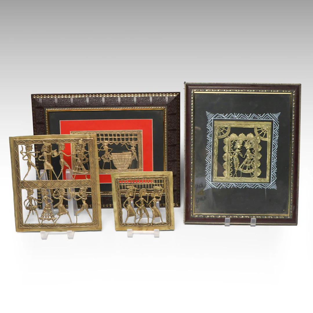 Anglo-Indian Dokhra Style Brass Wire Frieze Wall Panels