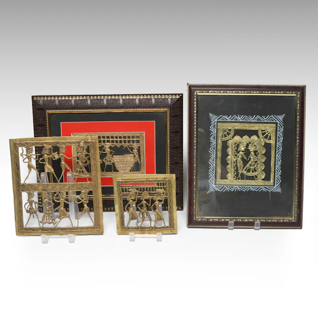 Anglo-Indian Dokhra Style Brass Wire Frieze Wall Panels