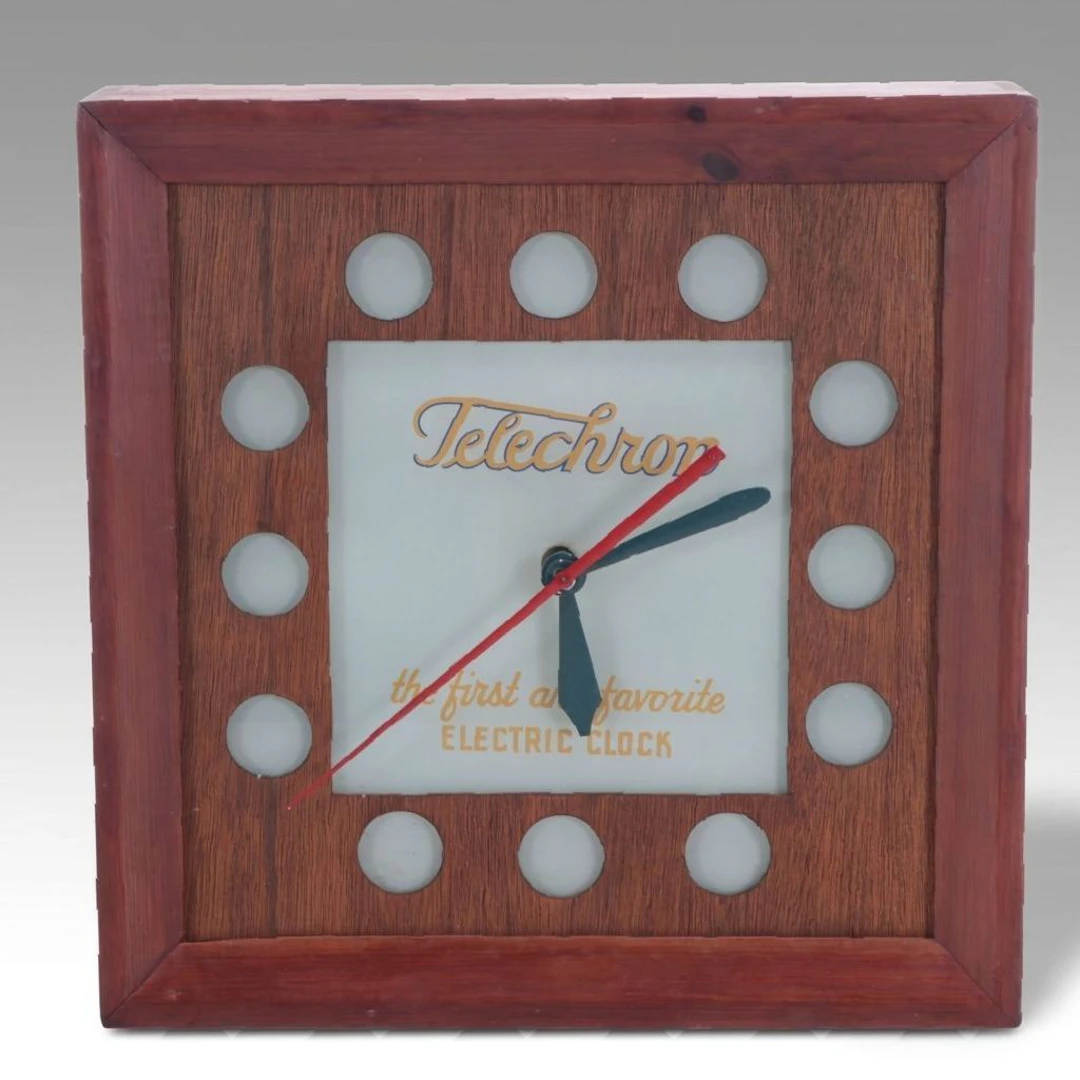 Telechron Mid Century Modern Style Advertising Wall Clock, Mid to Late 20th C.
