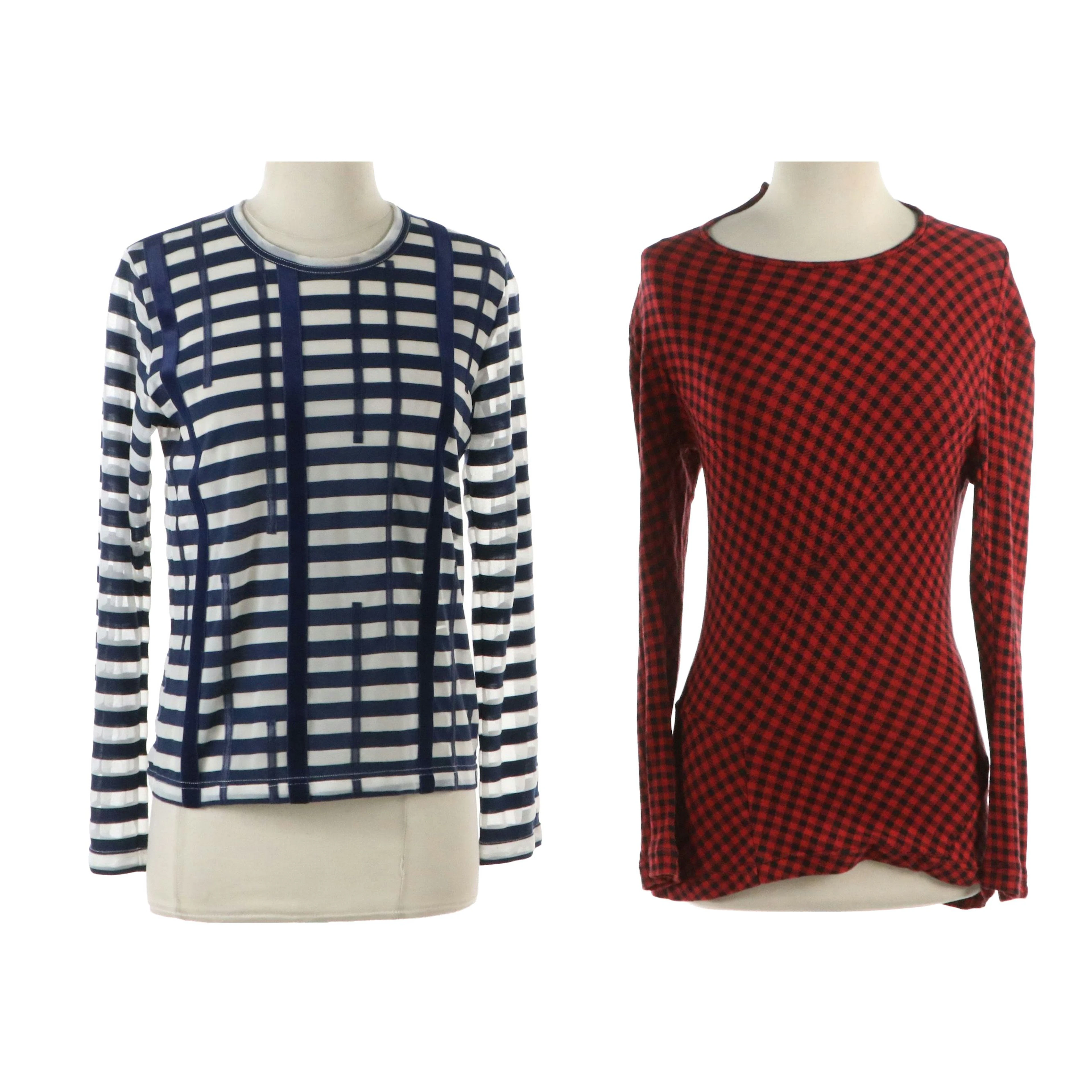 Comme des Garçons/Junya Watanabe Striped & Houndstooth Long Sleeve Tops