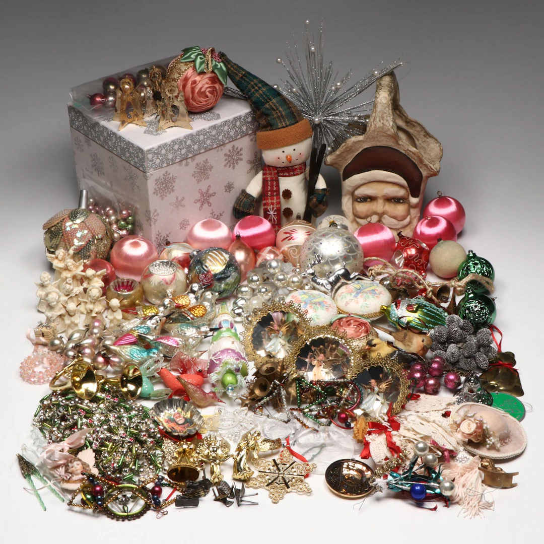 Christmas Tree Ornament Collection and Decorations, Vintage