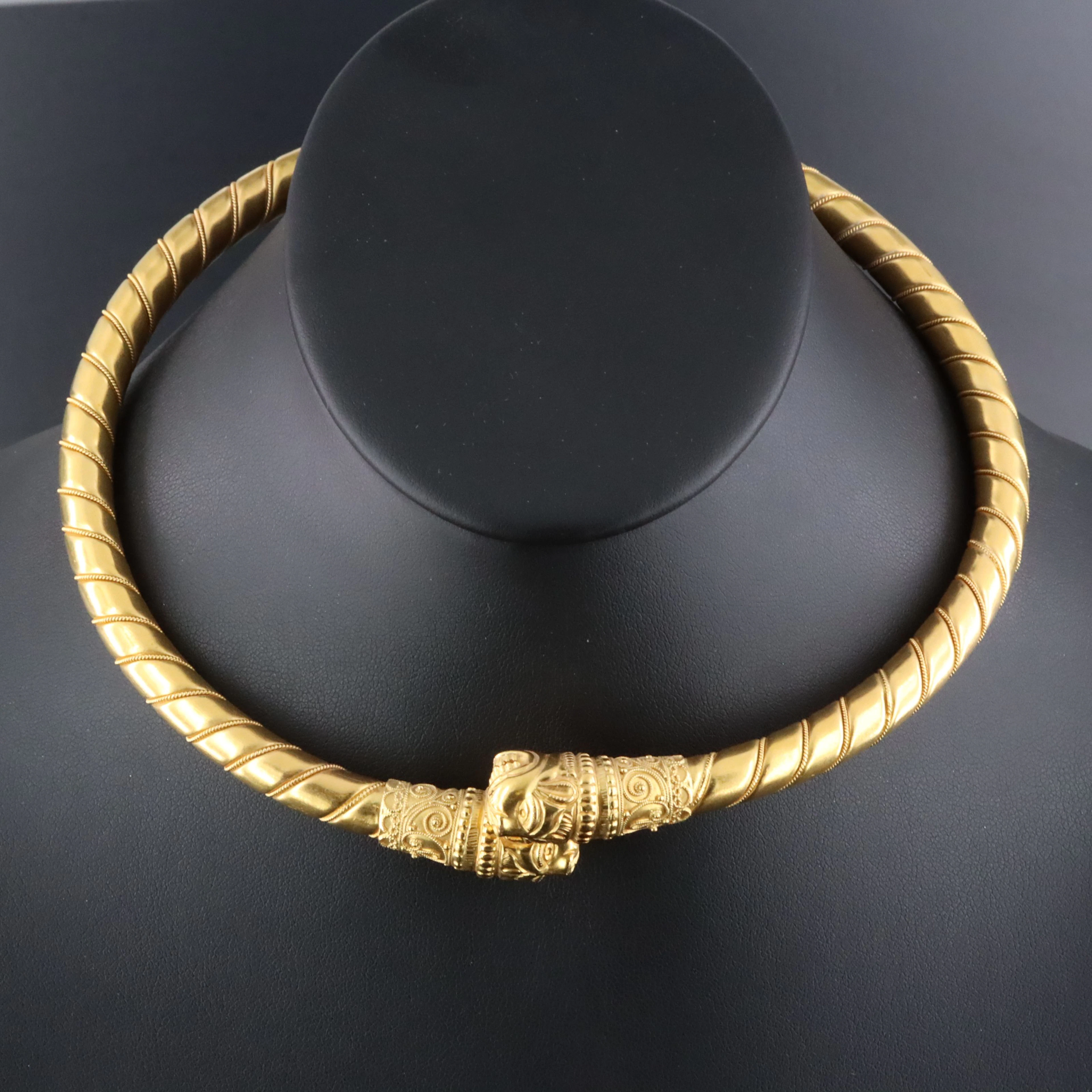Ilias Lalaounis 18K Lion Head Hinged Collar Necklace