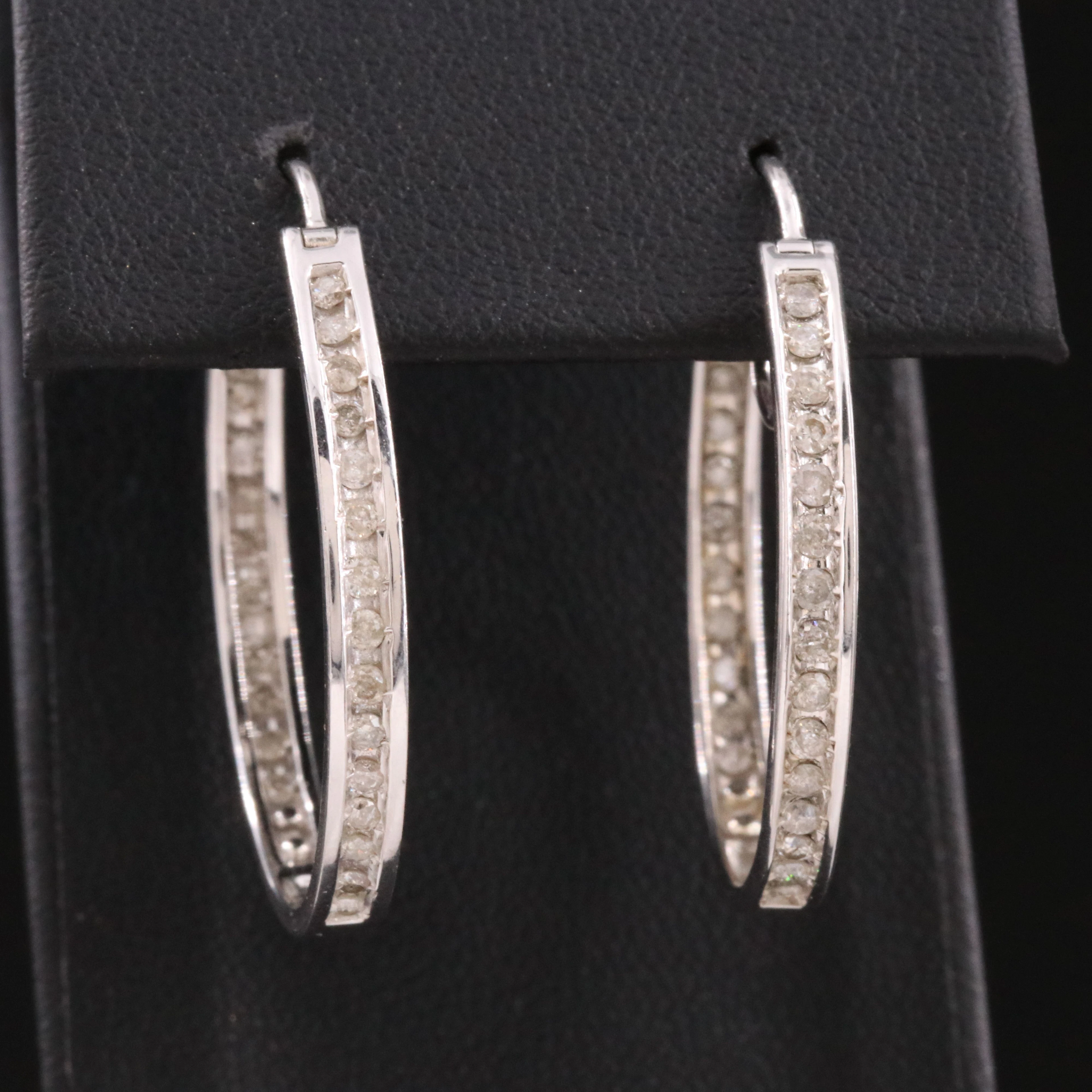 Sterling Inside-Out Diamond Hoop Earrings