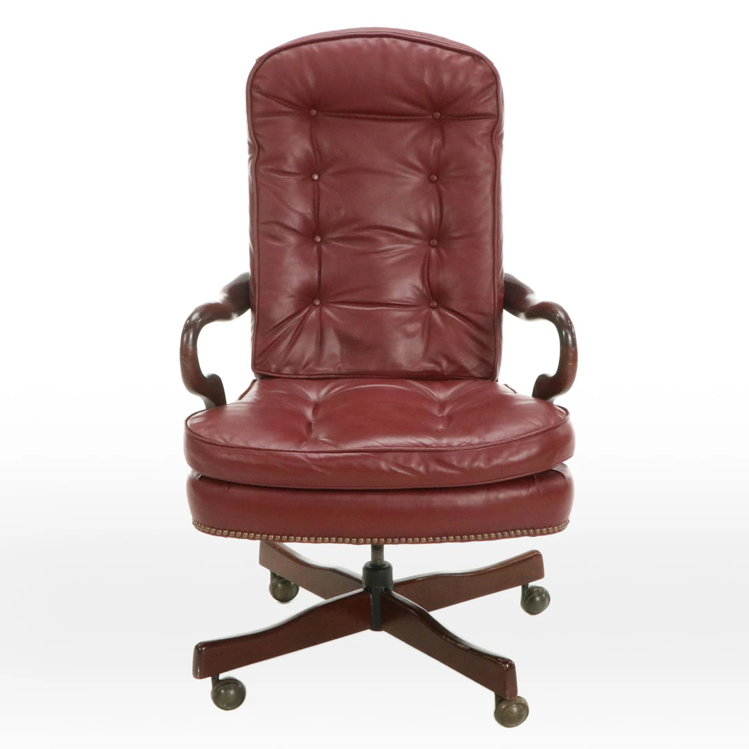 St. Timothy Faux Leather Upholstered Wood Office Chair on Casters