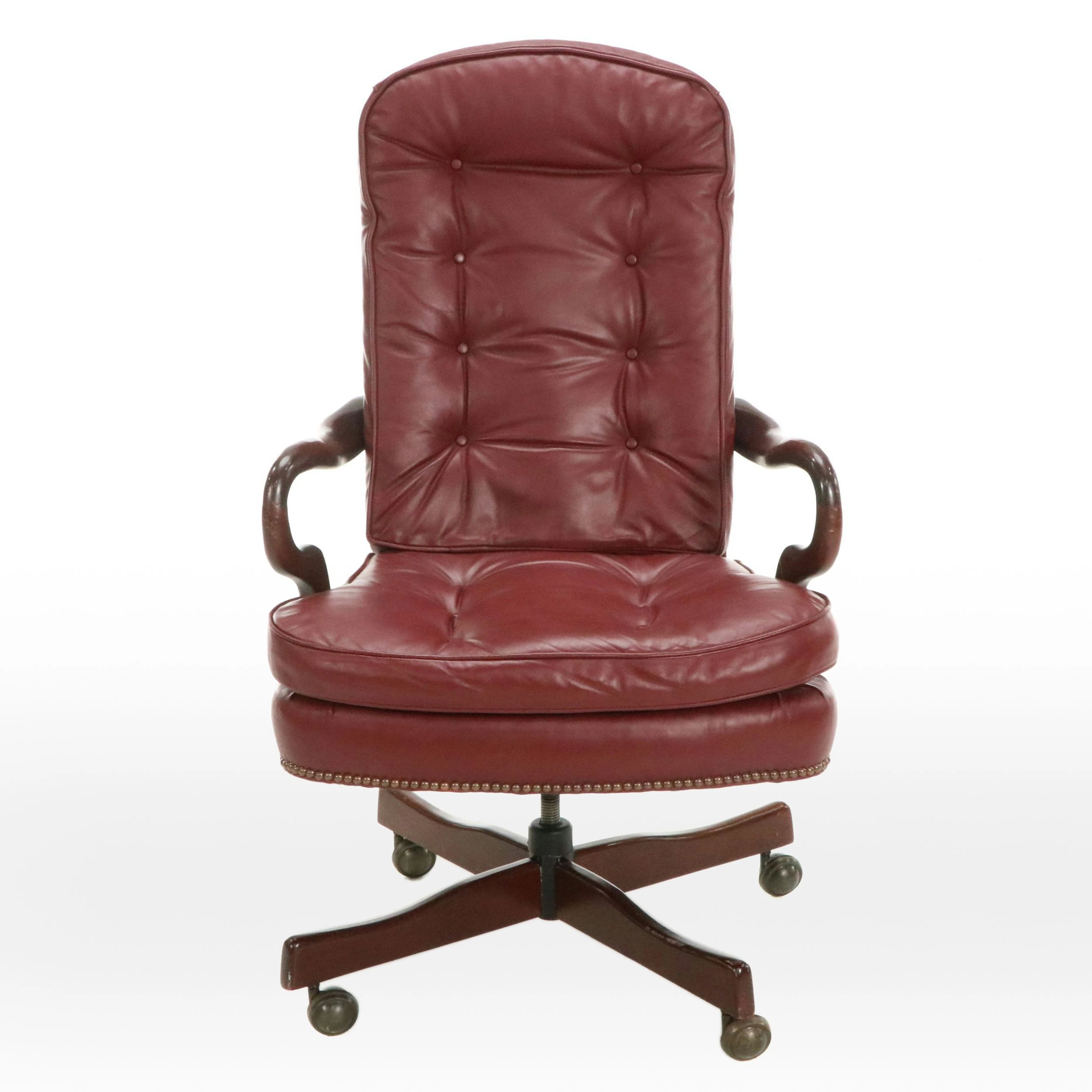 St. Timothy Faux Leather Upholstered Wood Office Chair on Casters