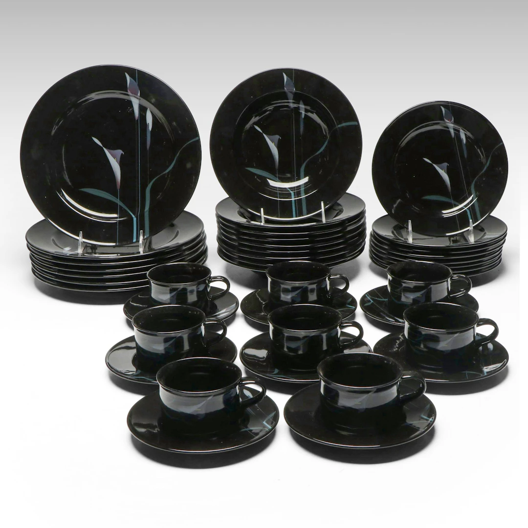 Mikasa "Opus Black" Japanese Ceramic Dinnerware, Late 20th/Early 21st C.