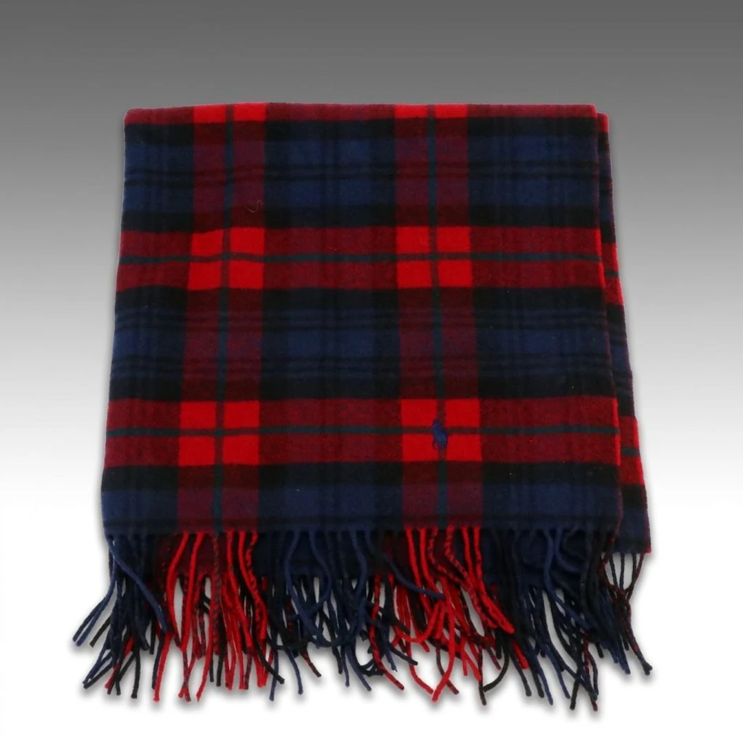 Ralph Lauren Fringe Scarf in Tartan Wool