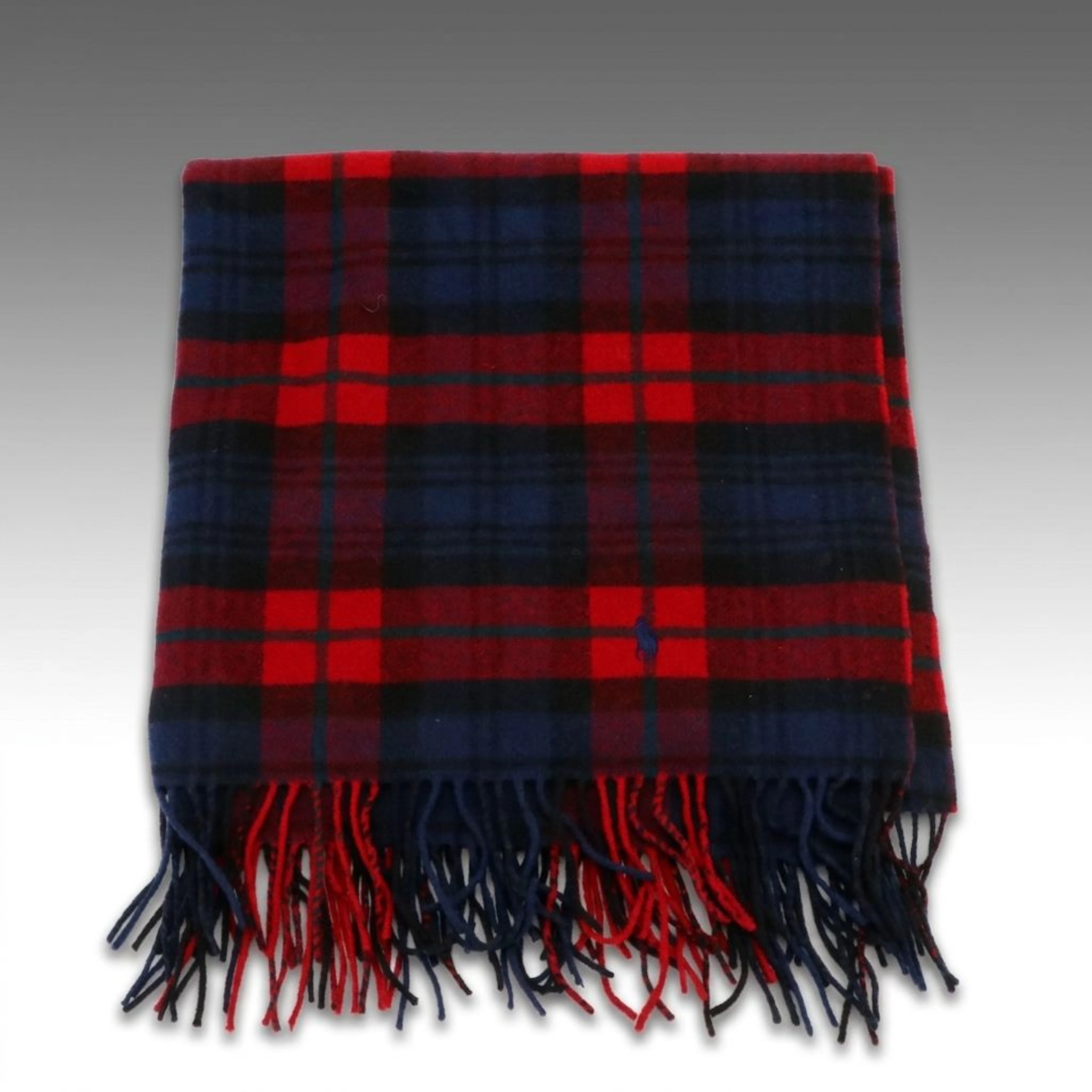 Ralph Lauren Fringe Scarf in Tartan Wool