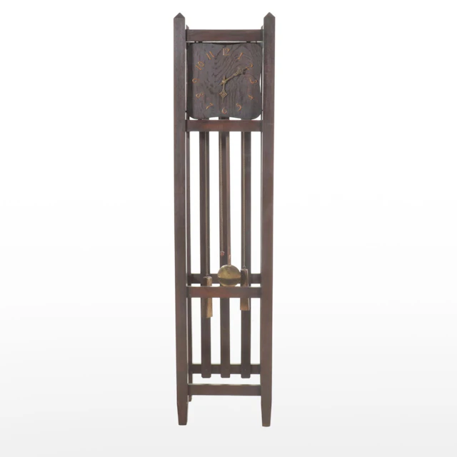 Arts & Crafts Style Oak Grandfather Clock, Early 20th Century