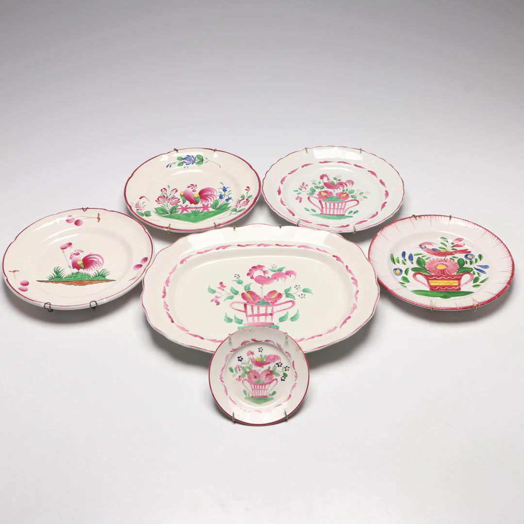 Keller & Guérin, Fondeville and Other Ceramic Plates, Early to Mid-20th Century