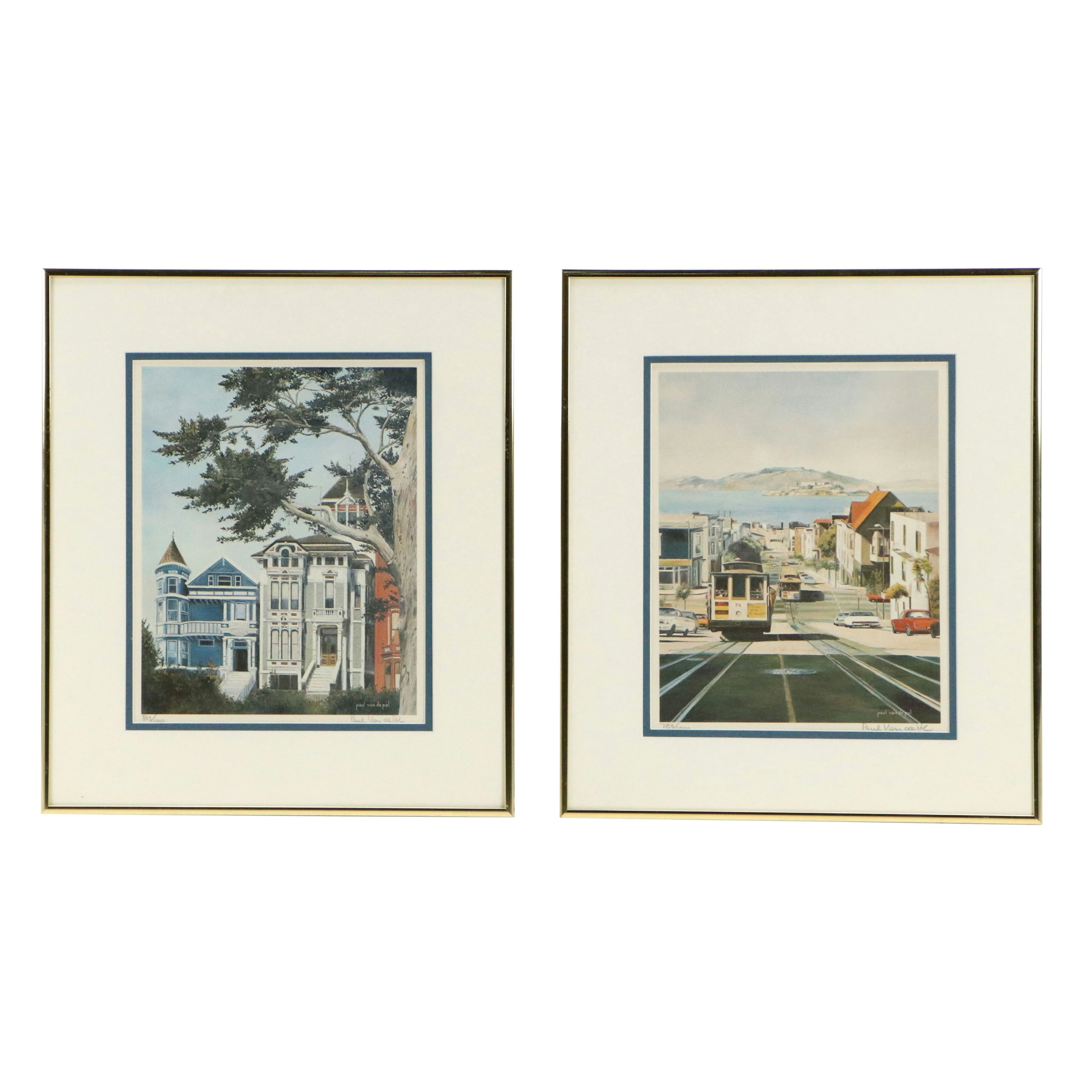 Paul van de Pol Offset Lithographs of San Francisco Scenes, 20th Century