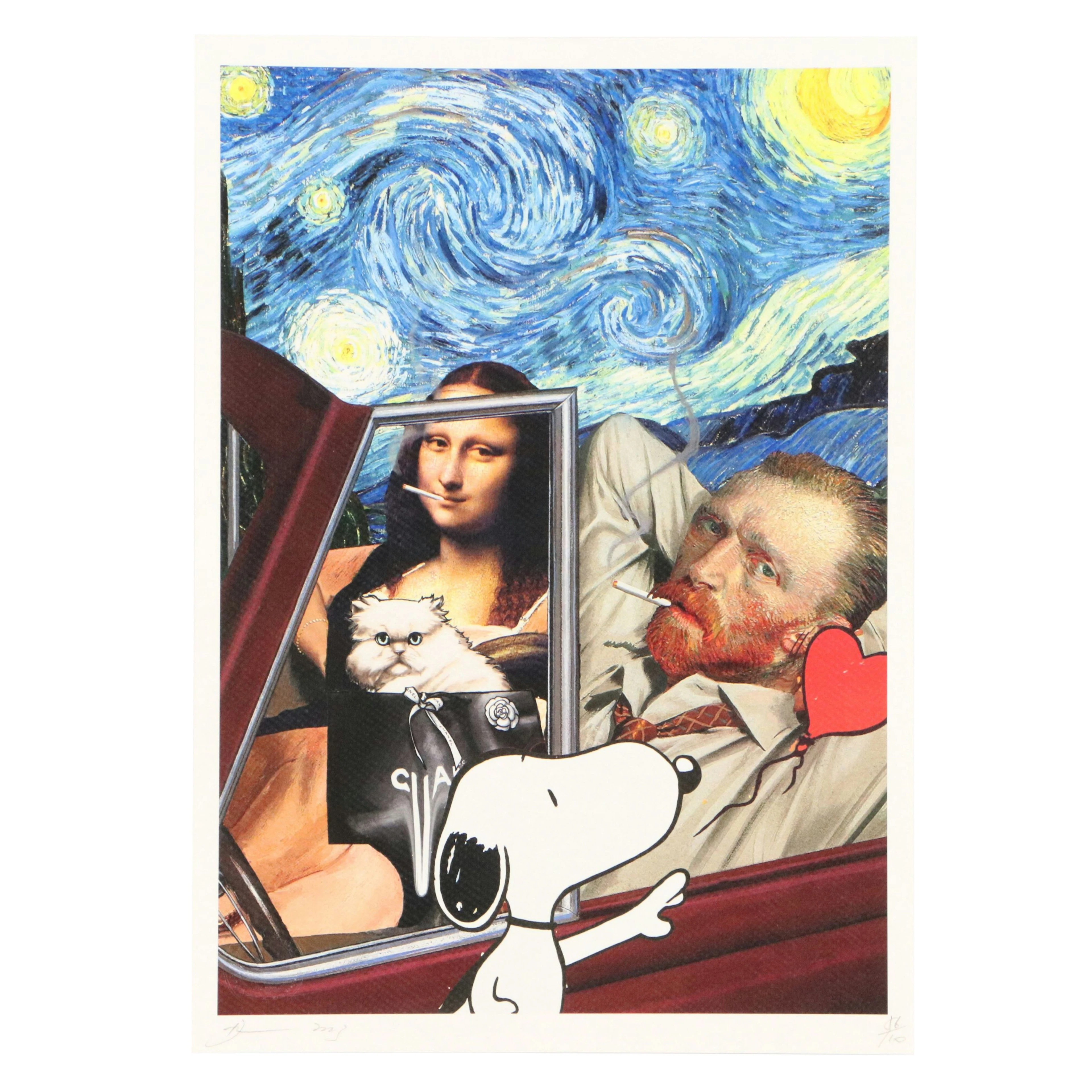 Death NYC Pop Art Offset Lithograph Homage to Van Gogh x Snoopy, 2023