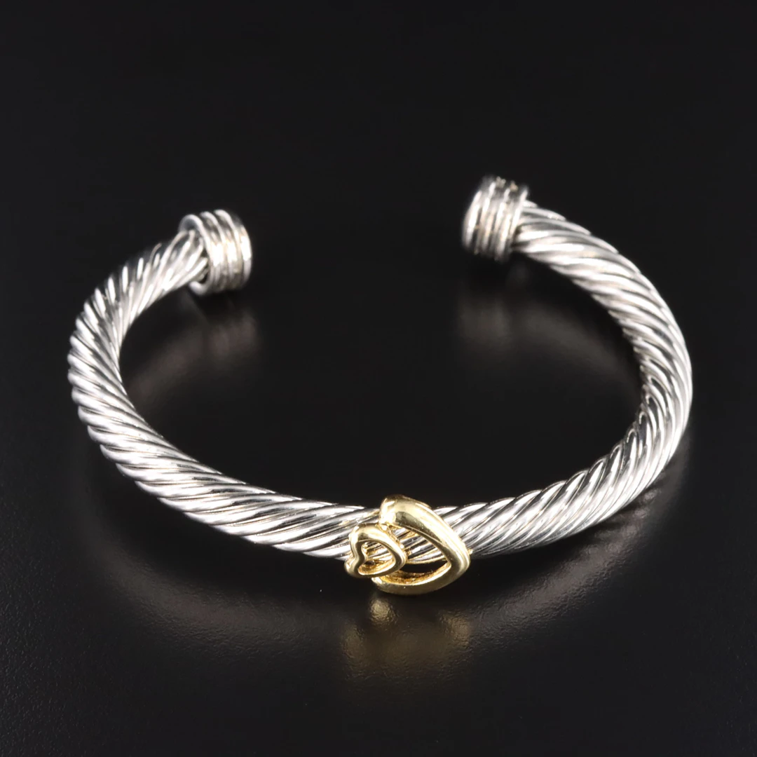 Cable Bracelet with Heart Accents