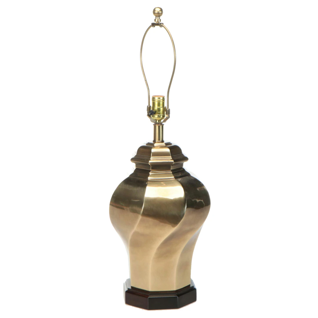 Frederick Cooper Brass Spiral Ginger Jar Lamp, 1986