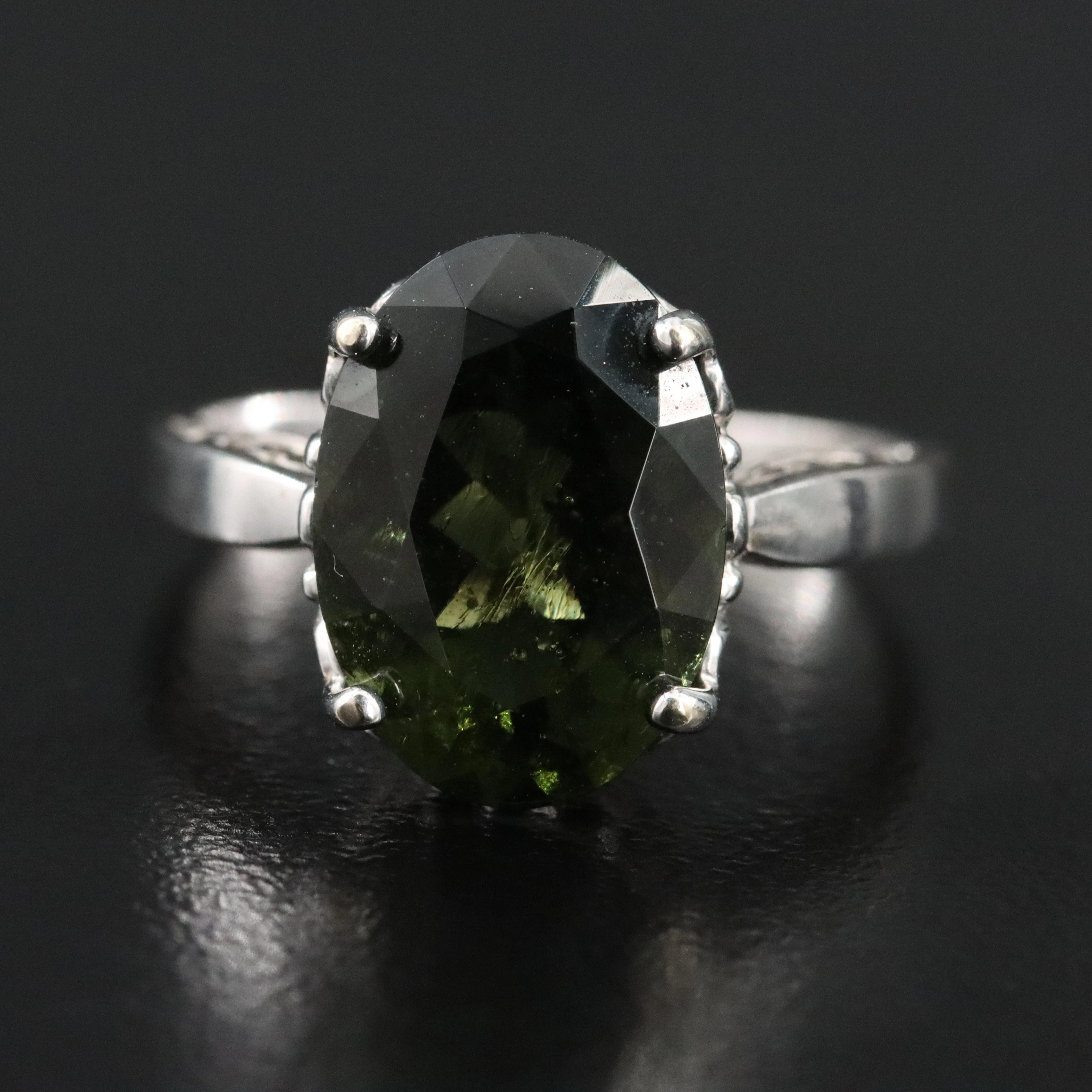 14K Moldavite Ring