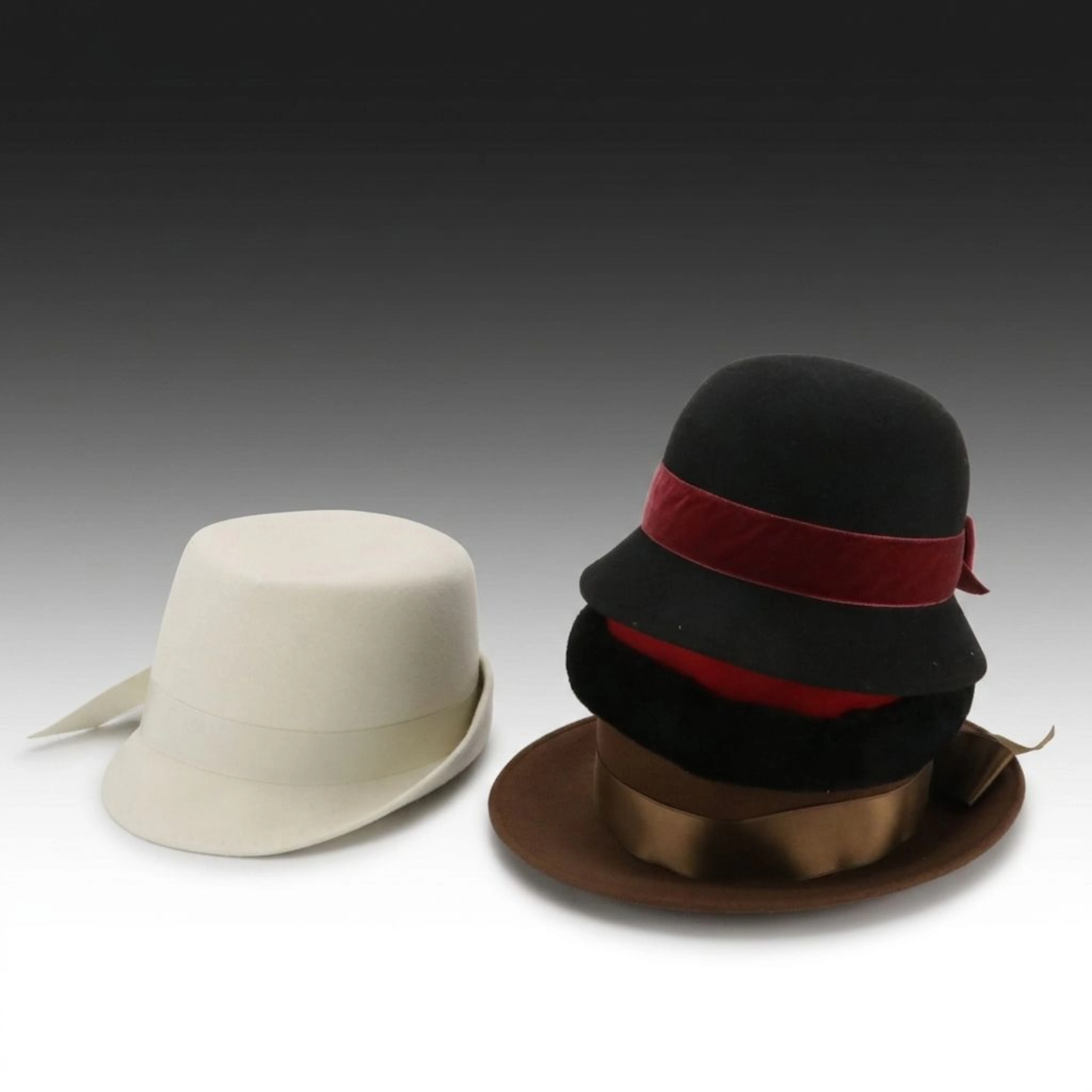 Saks Fifth Avenue Breton Hat with Merrimac and Other Cloche Hats, Vintage