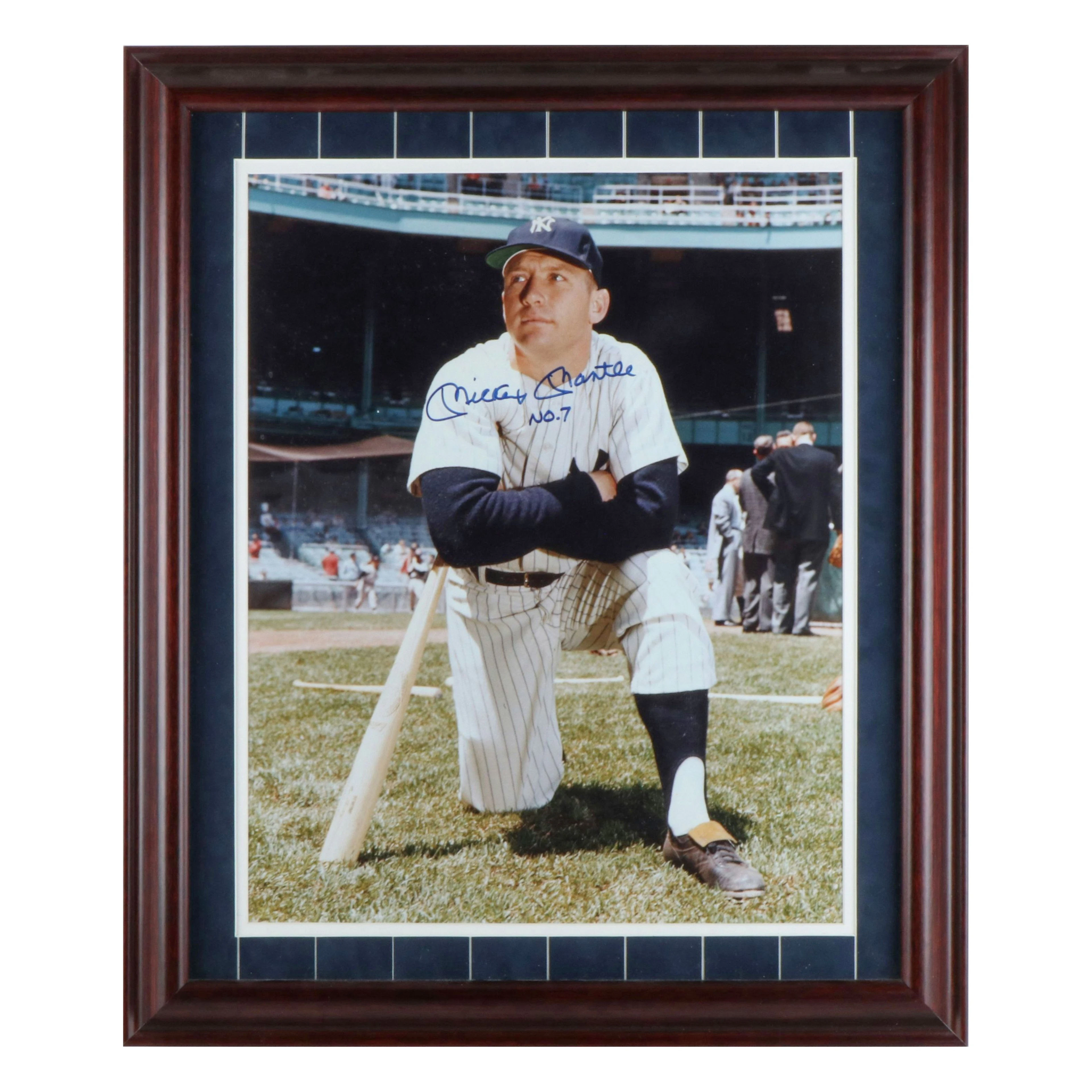 Mickey Mantle Signed Framed and Matted Color Print
