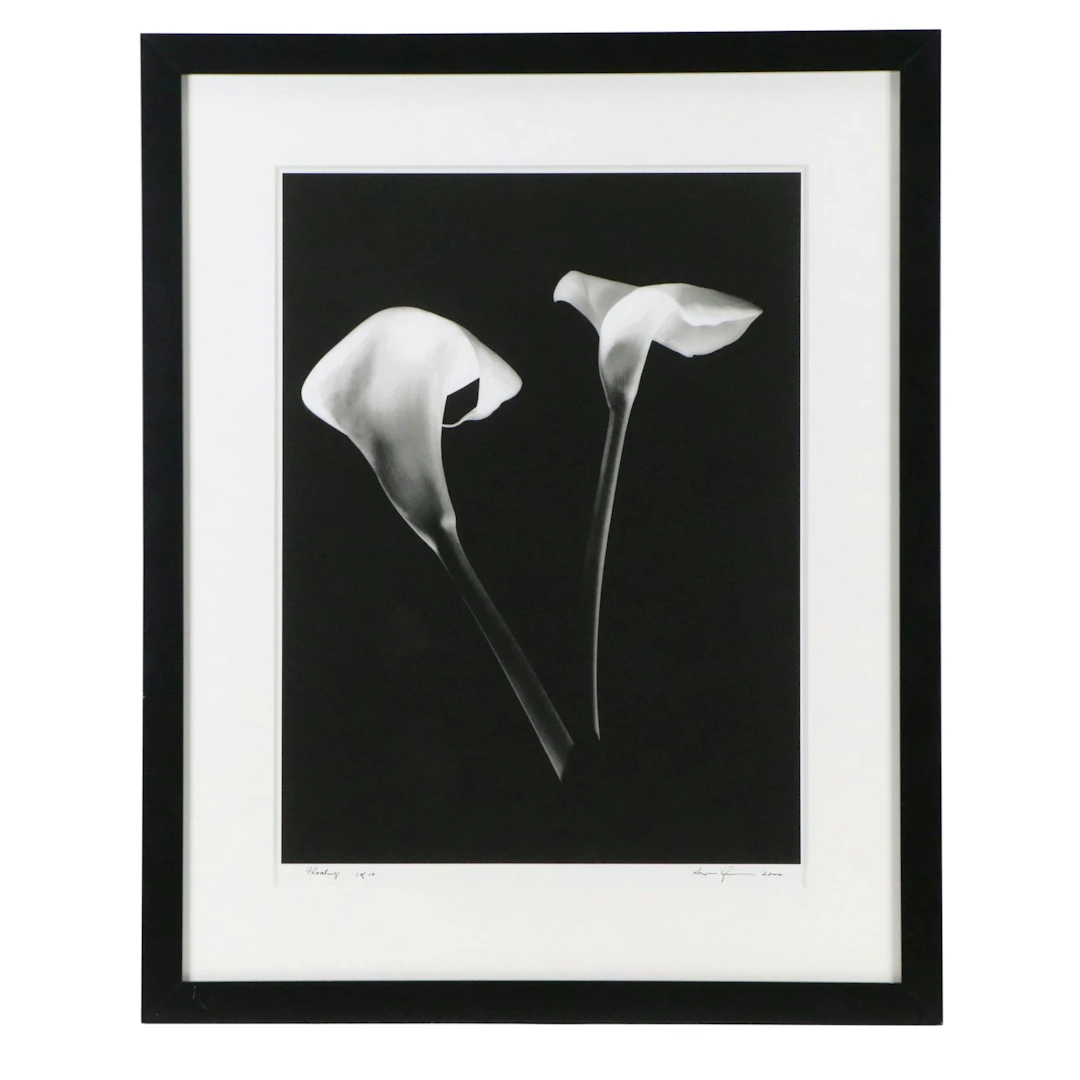 Minimalist Calla Lilly Digital Print "Floating," 2000