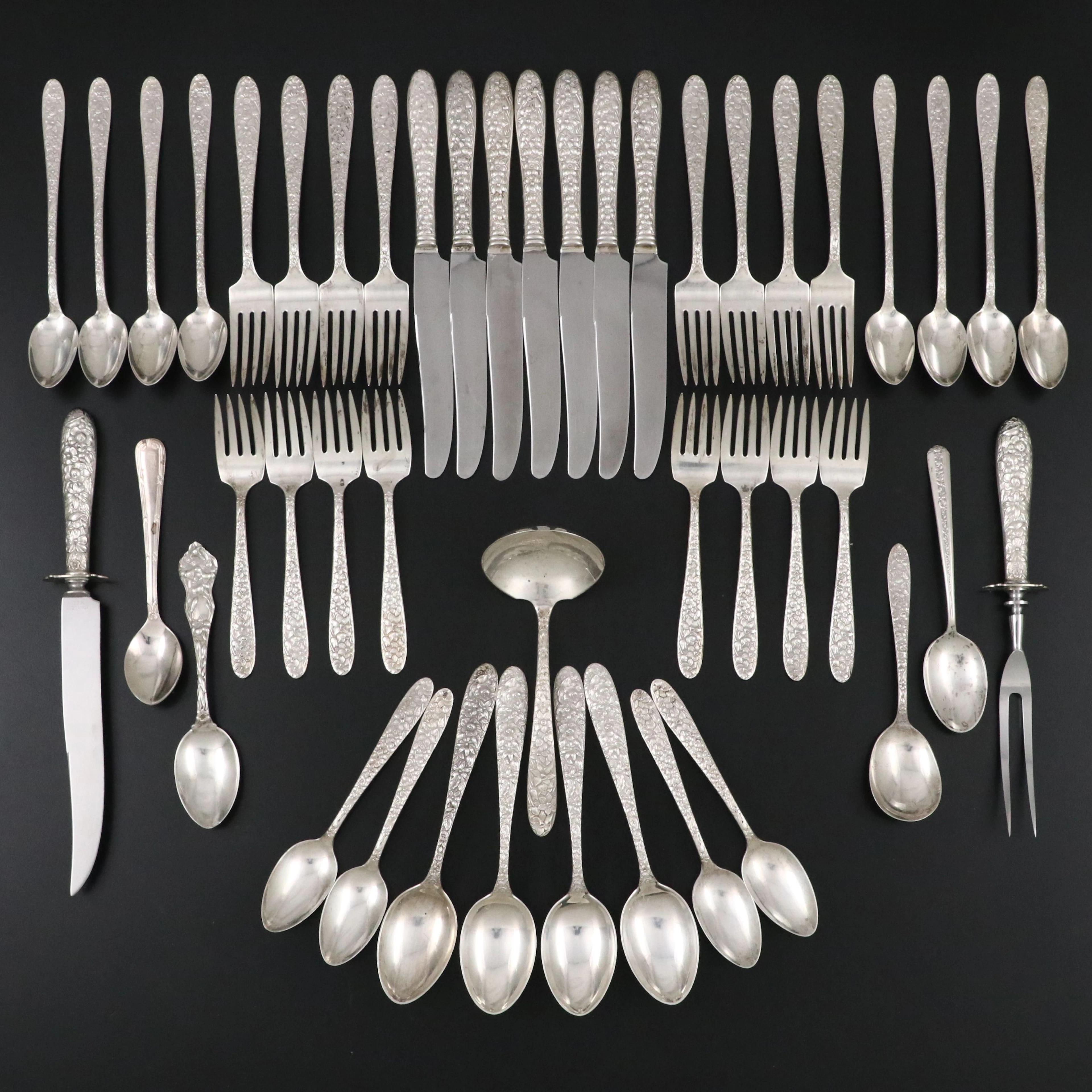 National Silver "Narcissus" Sterling Flatware, Early to Mid-20th Century