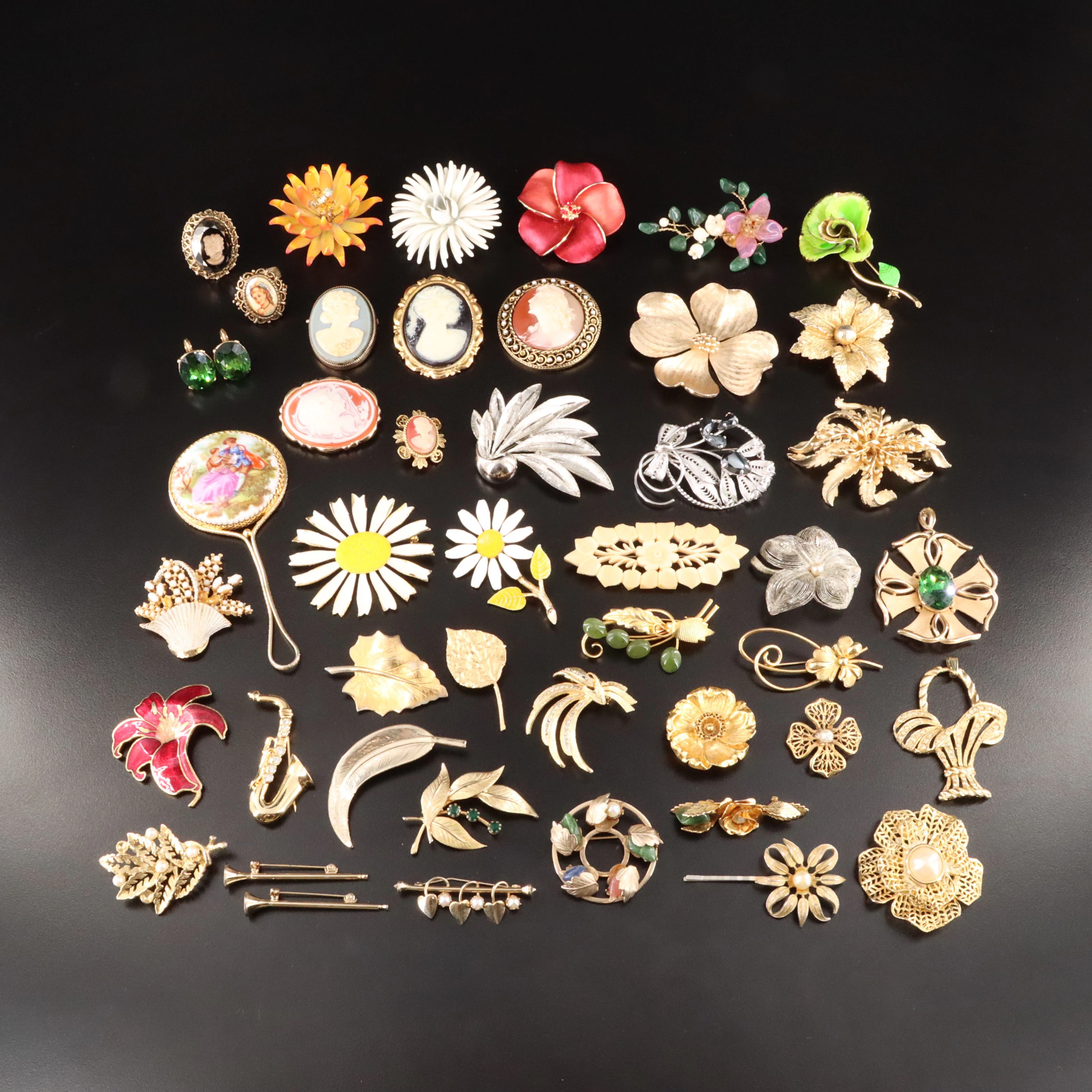 Nephrite, Faux Pearl and Cameos Featured in Vintage Jewelry