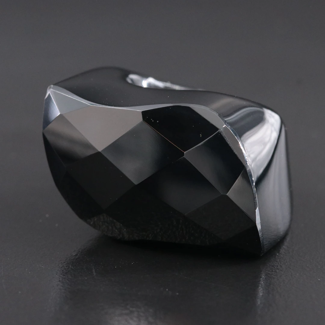 Carved Black Onyx Geometric Ring
