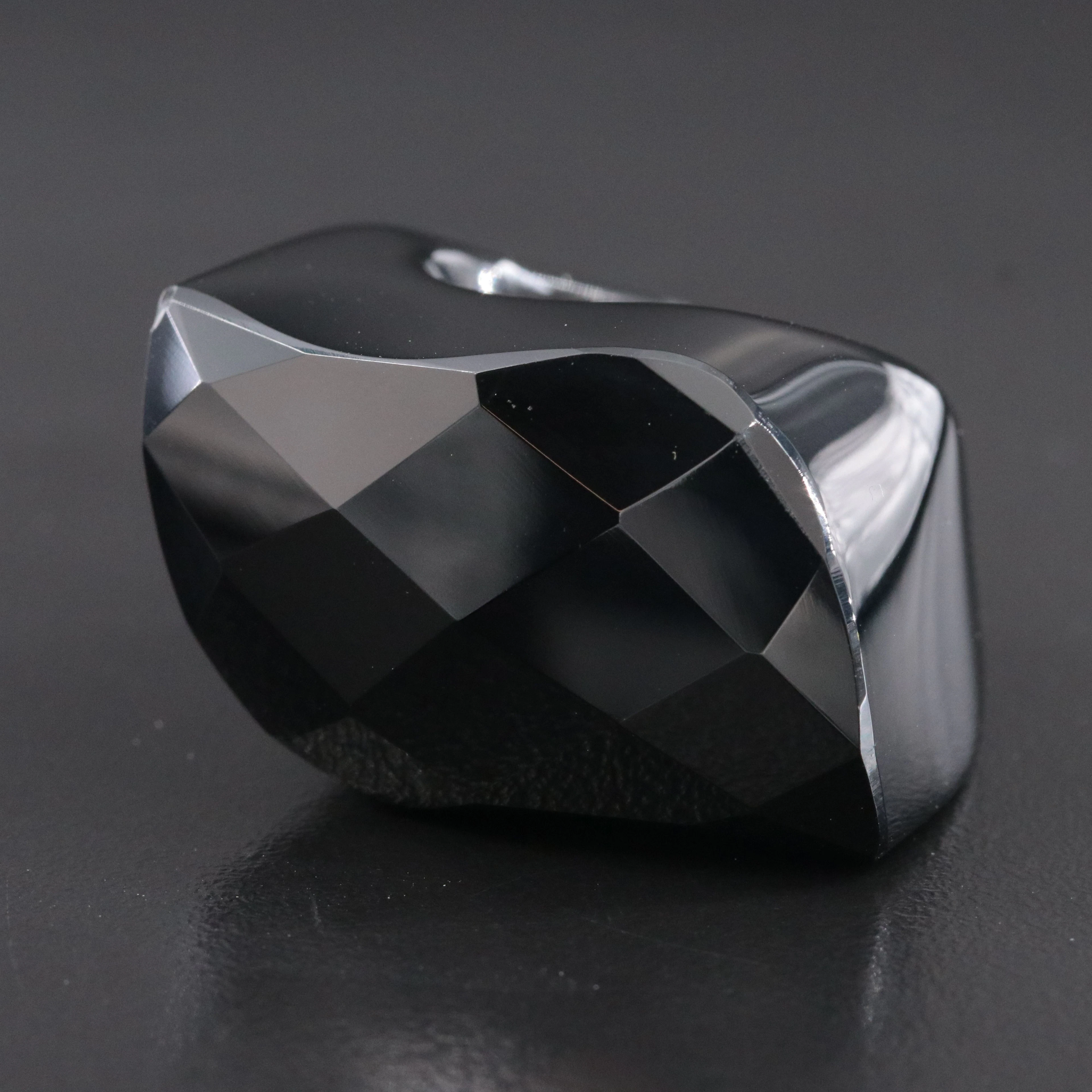 Carved Black Onyx Geometric Ring