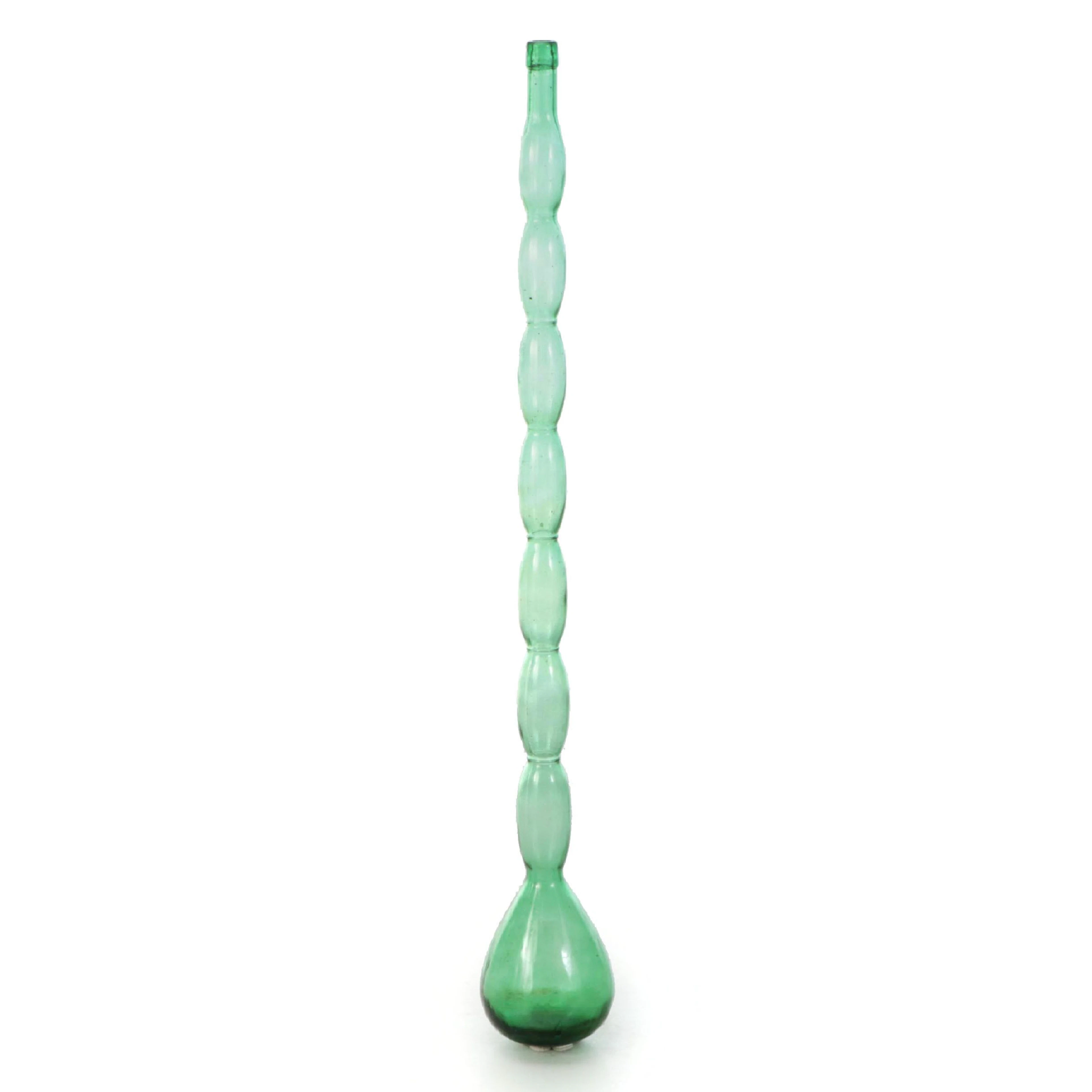 4' Italian Style Green Glass Bulb Wine Bottle