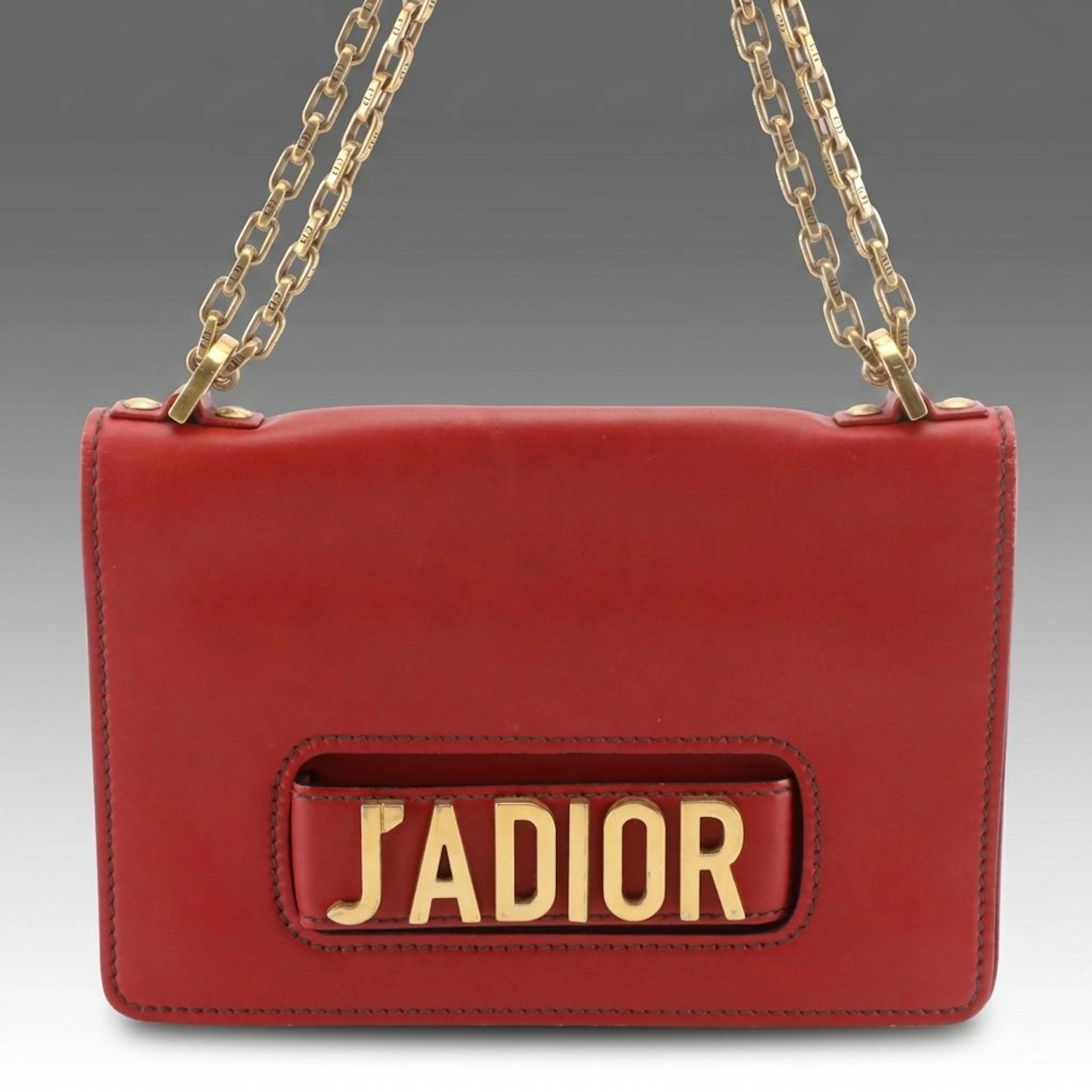 Christian Dior J'Adior Flap Shoulder Bag in Red Leather
