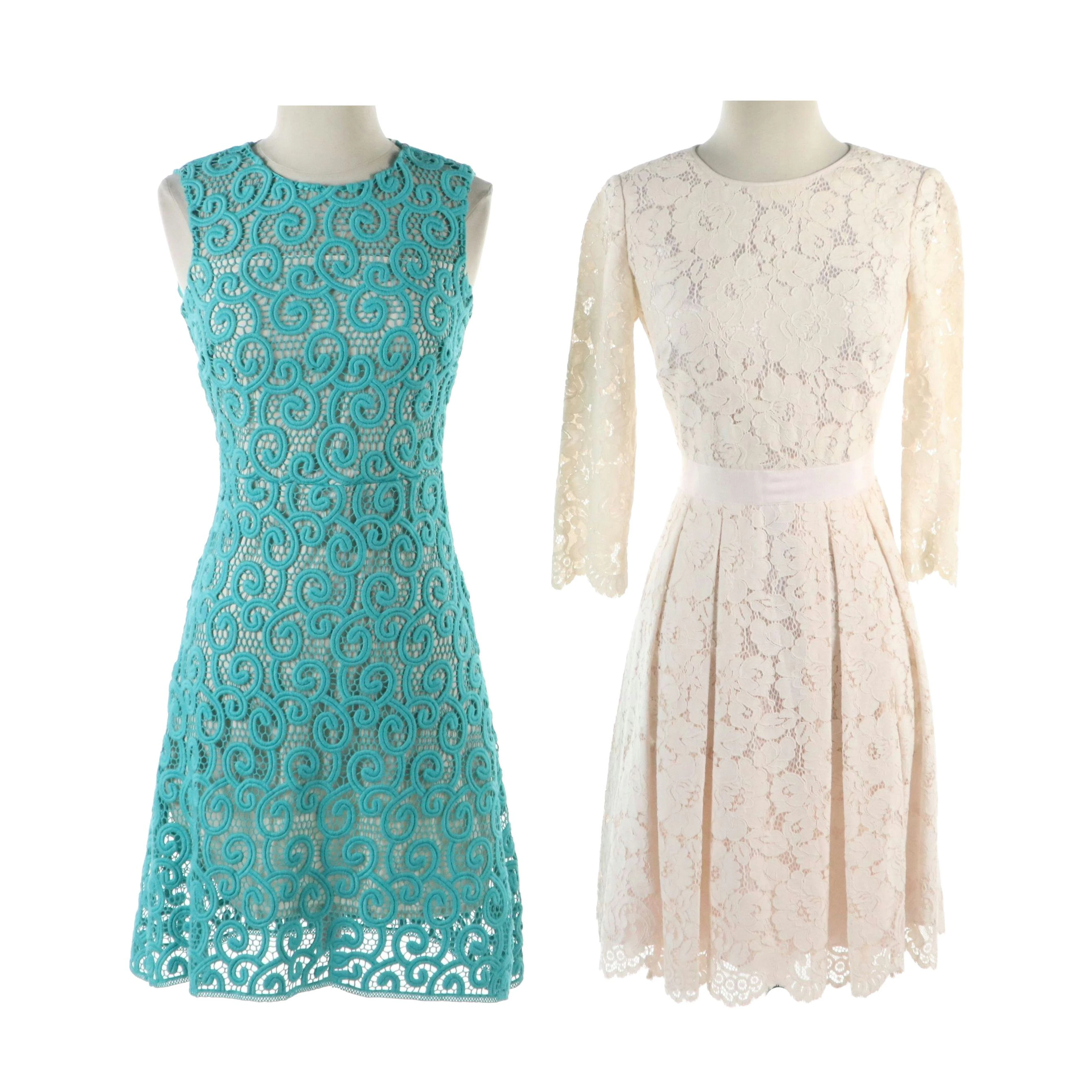 Ted Baker Ameeya Pale Pink Floral Lace Dress and Elie Tahari Guipure Lace Dress