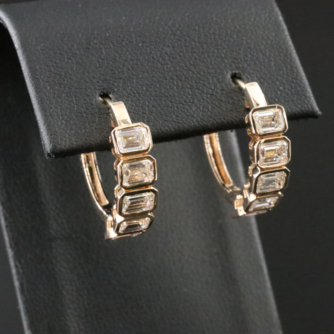14K 3.17 CTW Diamond Hoop Earrings with GIA Reports