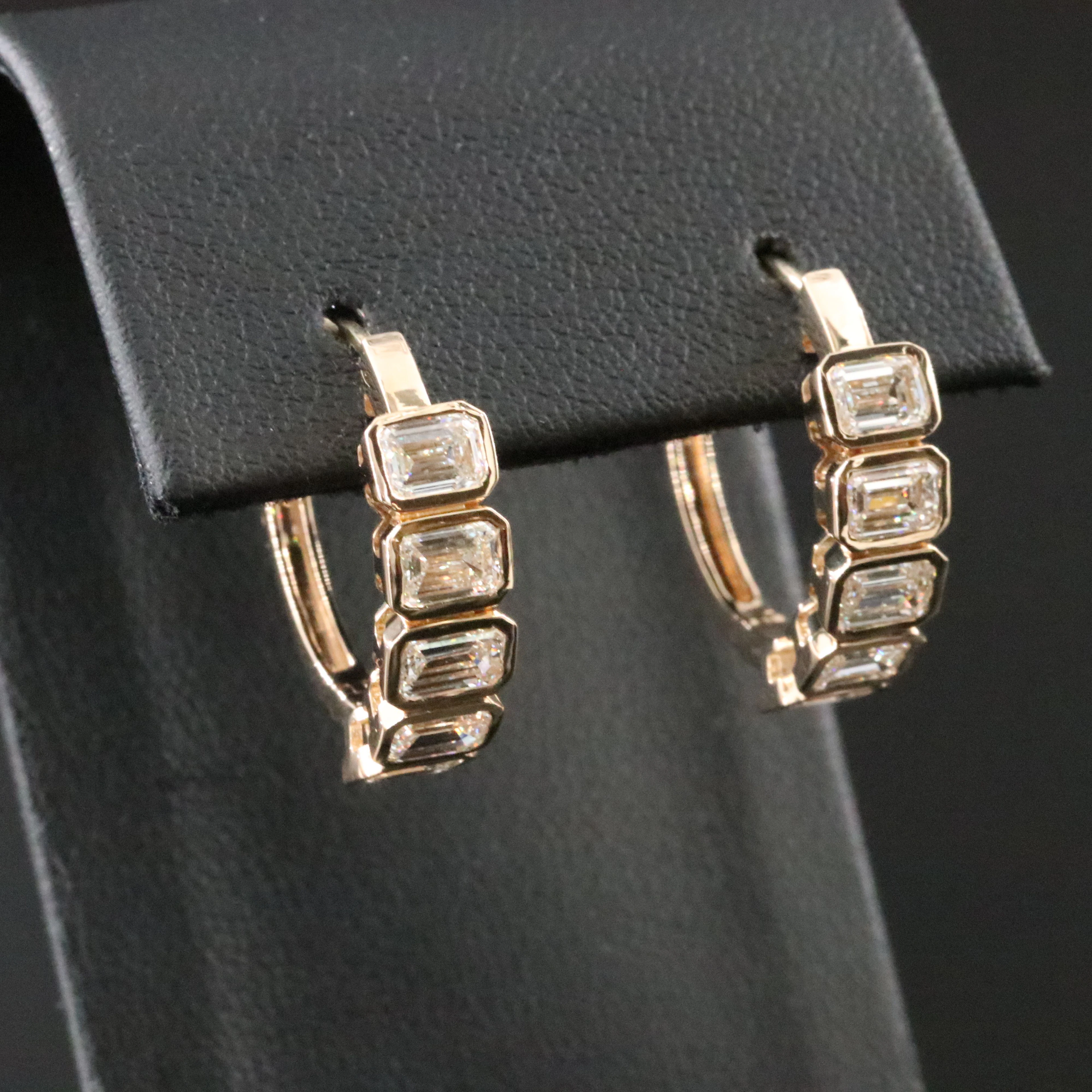 14K 3.17 CTW Diamond Hoop Earrings with GIA Reports