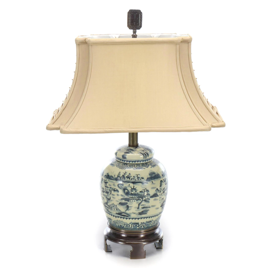 Frederick Cooper Chinese Style Blue and White Porcelain Table Lamp