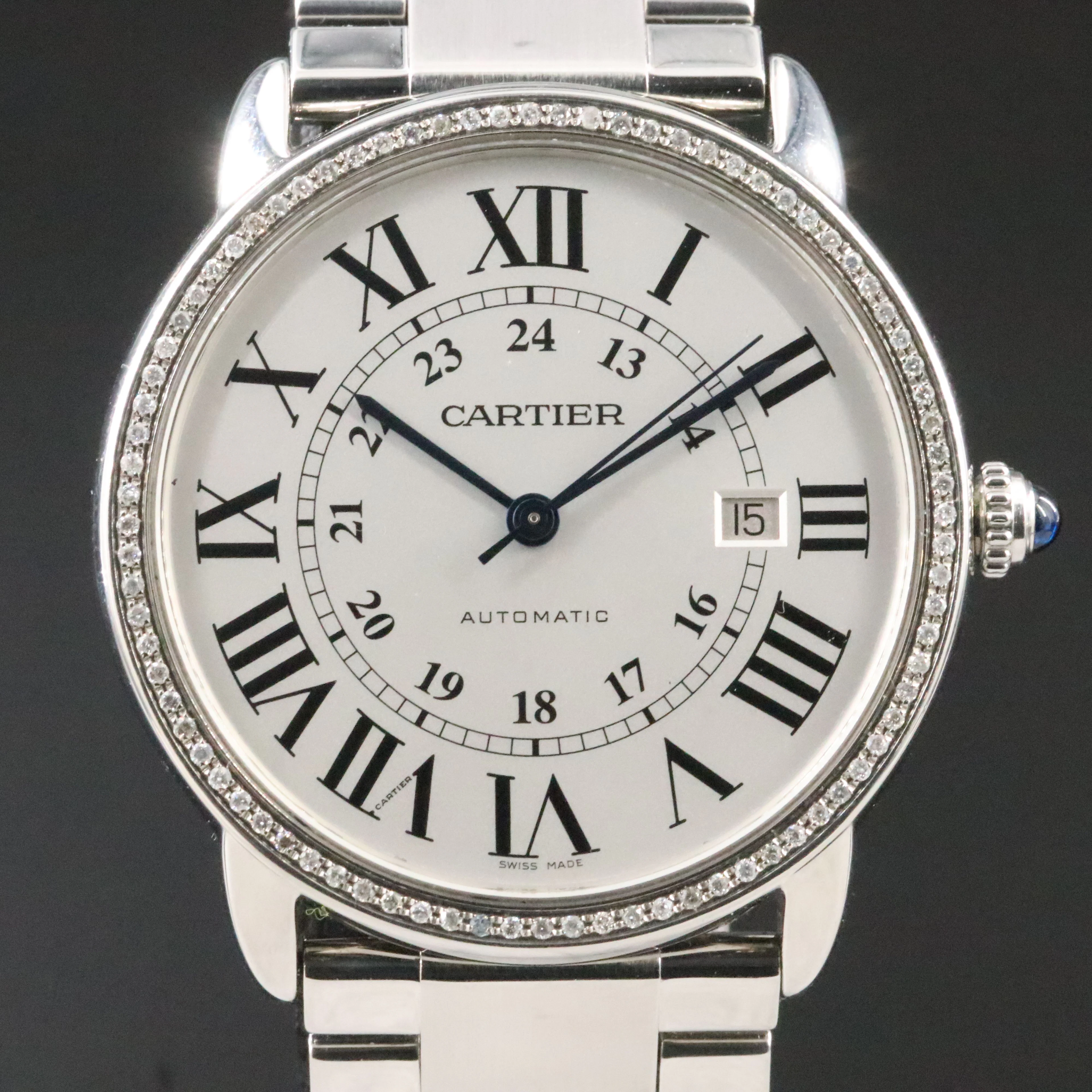 Cartier Ronde Solo XL 42MM Custom Diamonds Steel Automatic Watch