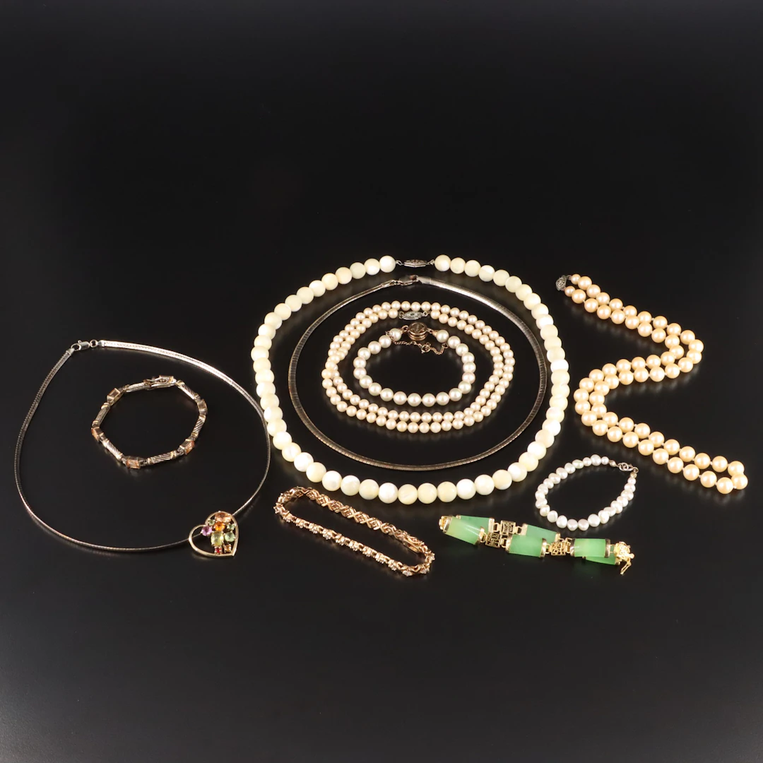 Necklace & Bracelet Collection Including Sterling, Mother-of-Pearl and Pearl