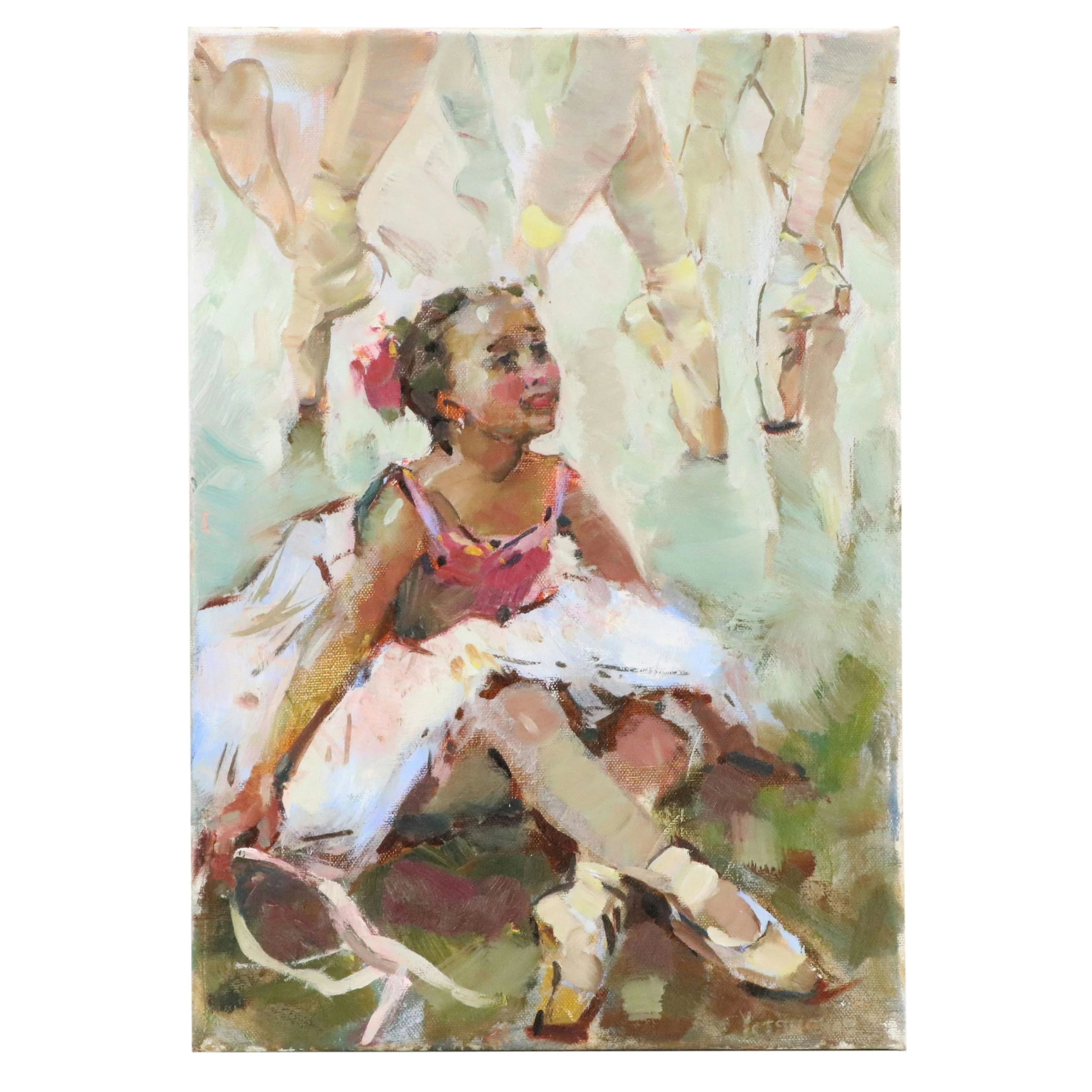 Impressionist Style Oil Painting of Dancer "Ballet," 2015