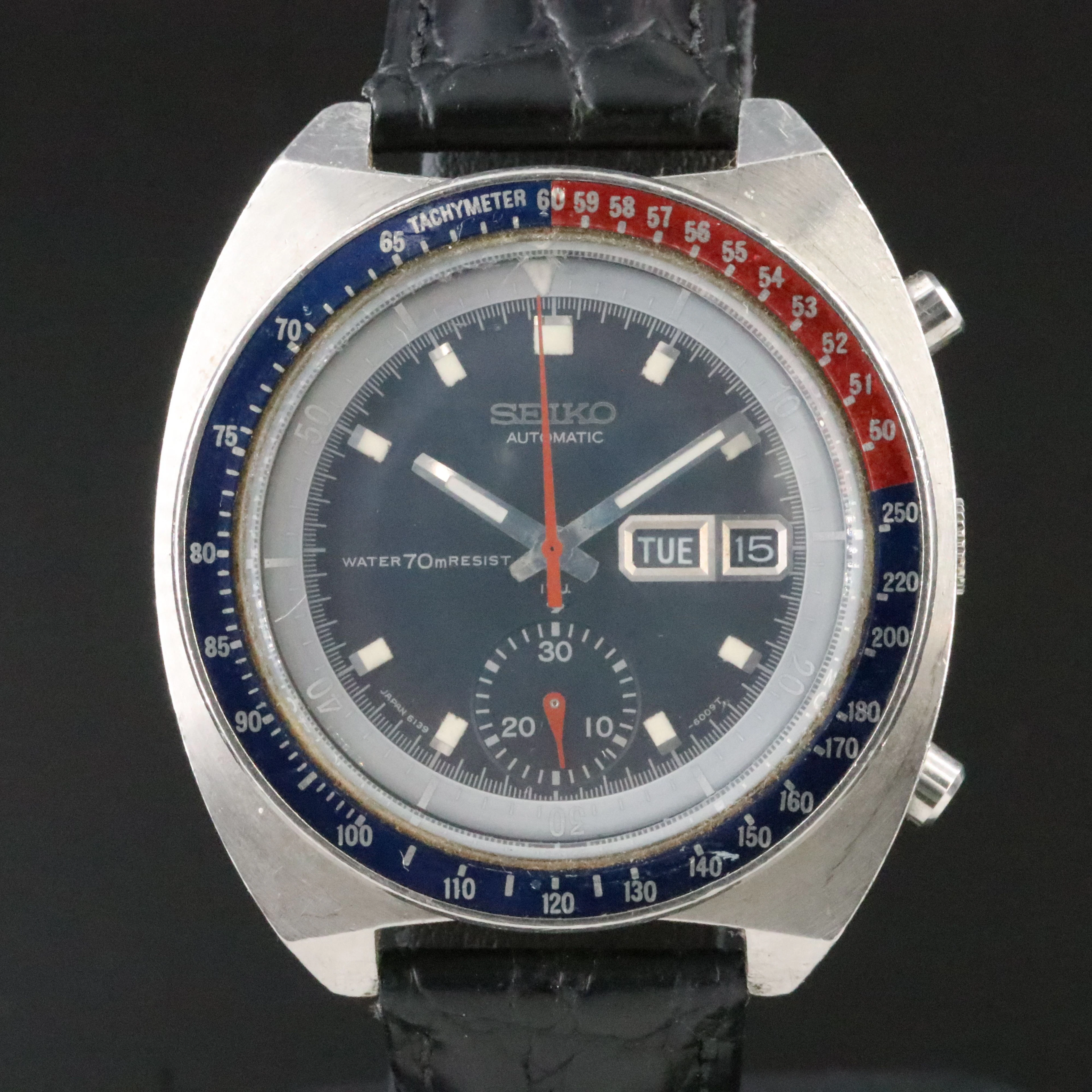 Seiko "Pogue" Stainless Steel Vintage Automatic Chronograph Watch