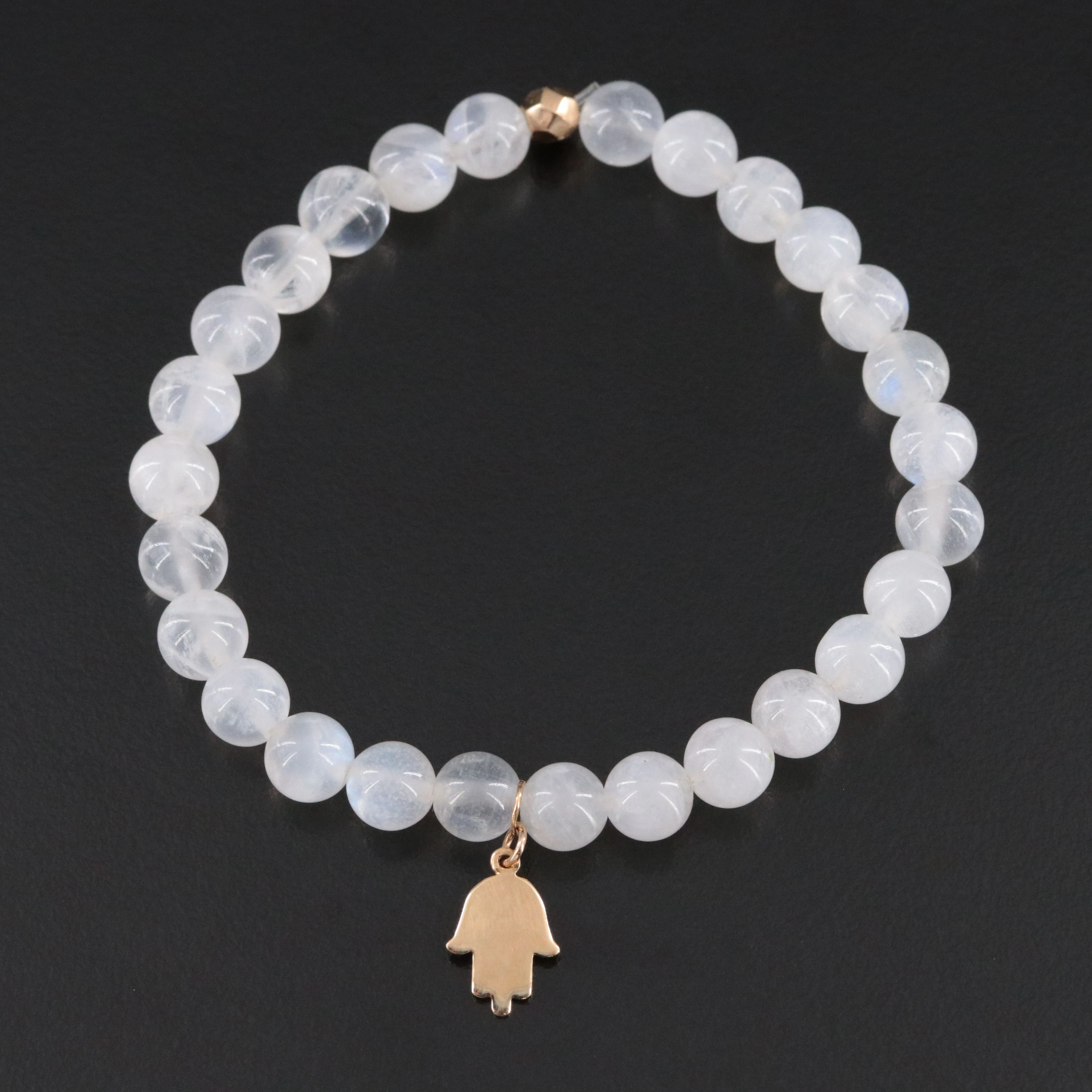 Anzie Bohème 14K Moonstone and Hamsa Bracelet