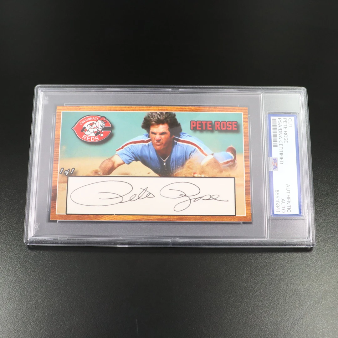 Pete Rose Signed and Slabbed 1/1 Cut, PSA