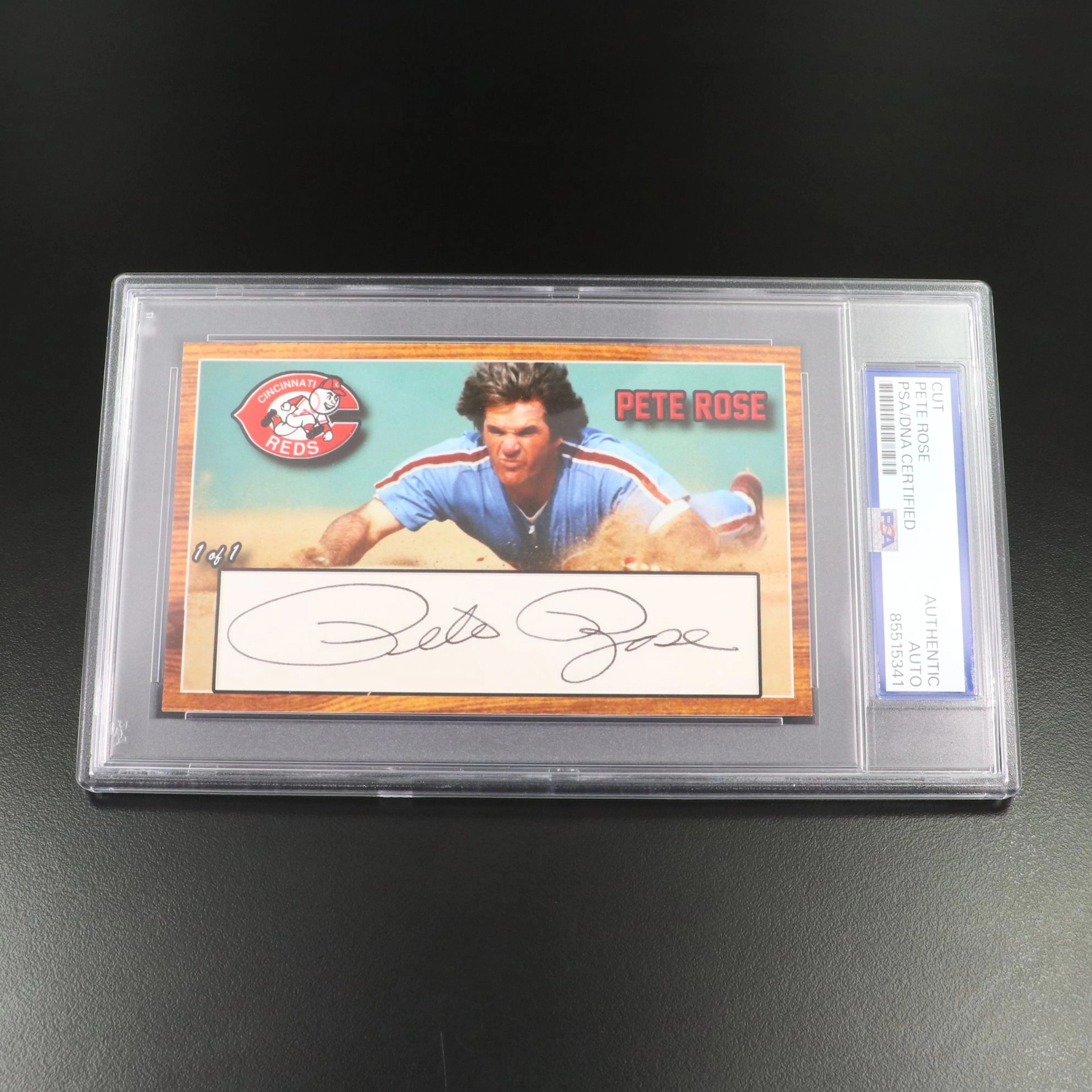 Pete Rose Signed and Slabbed 1/1 Cut, PSA