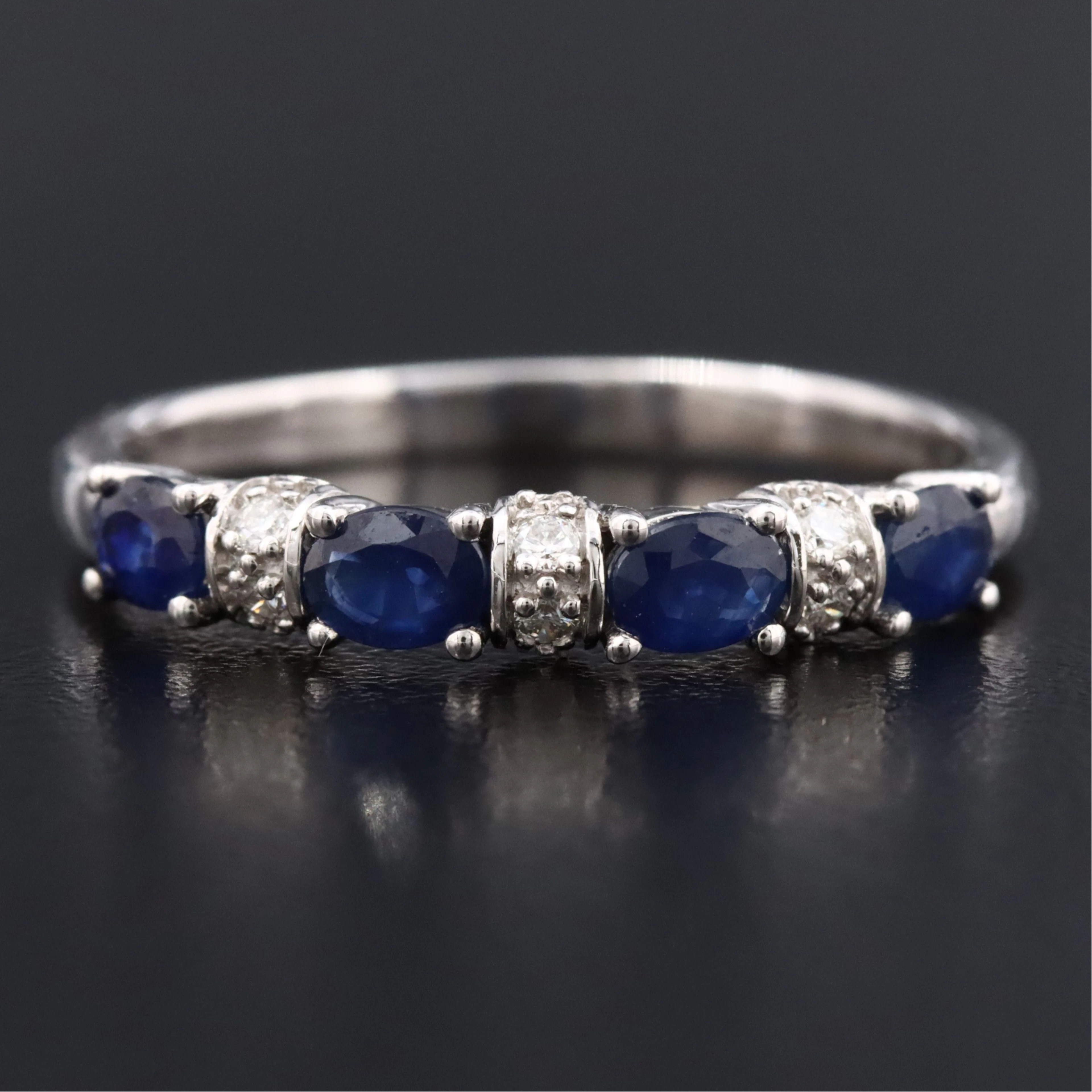 10K Sapphire and Diamond Stackable Ring
