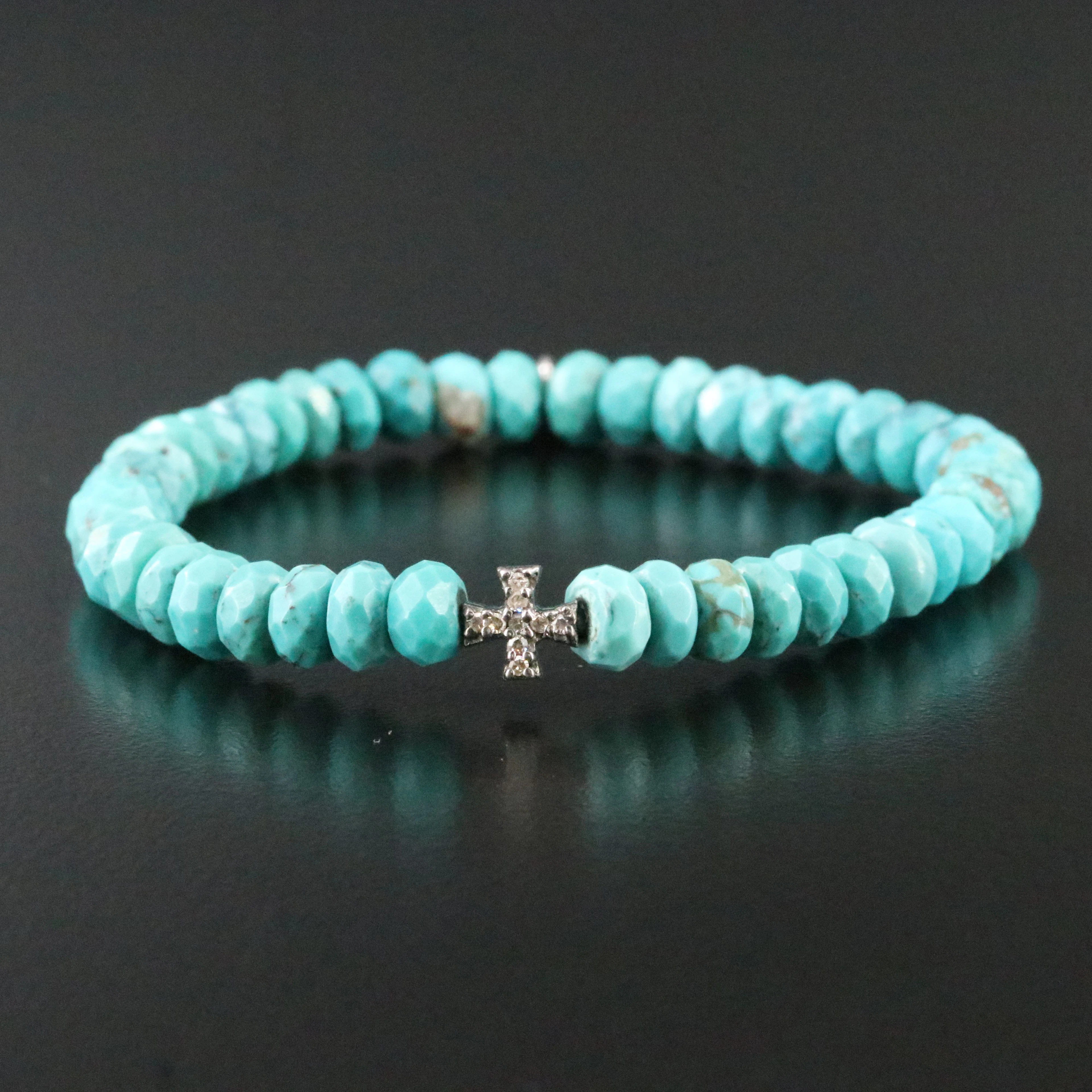 Sheryl Lowe Sterling and Turquoise Bracelet with Diamond Accents