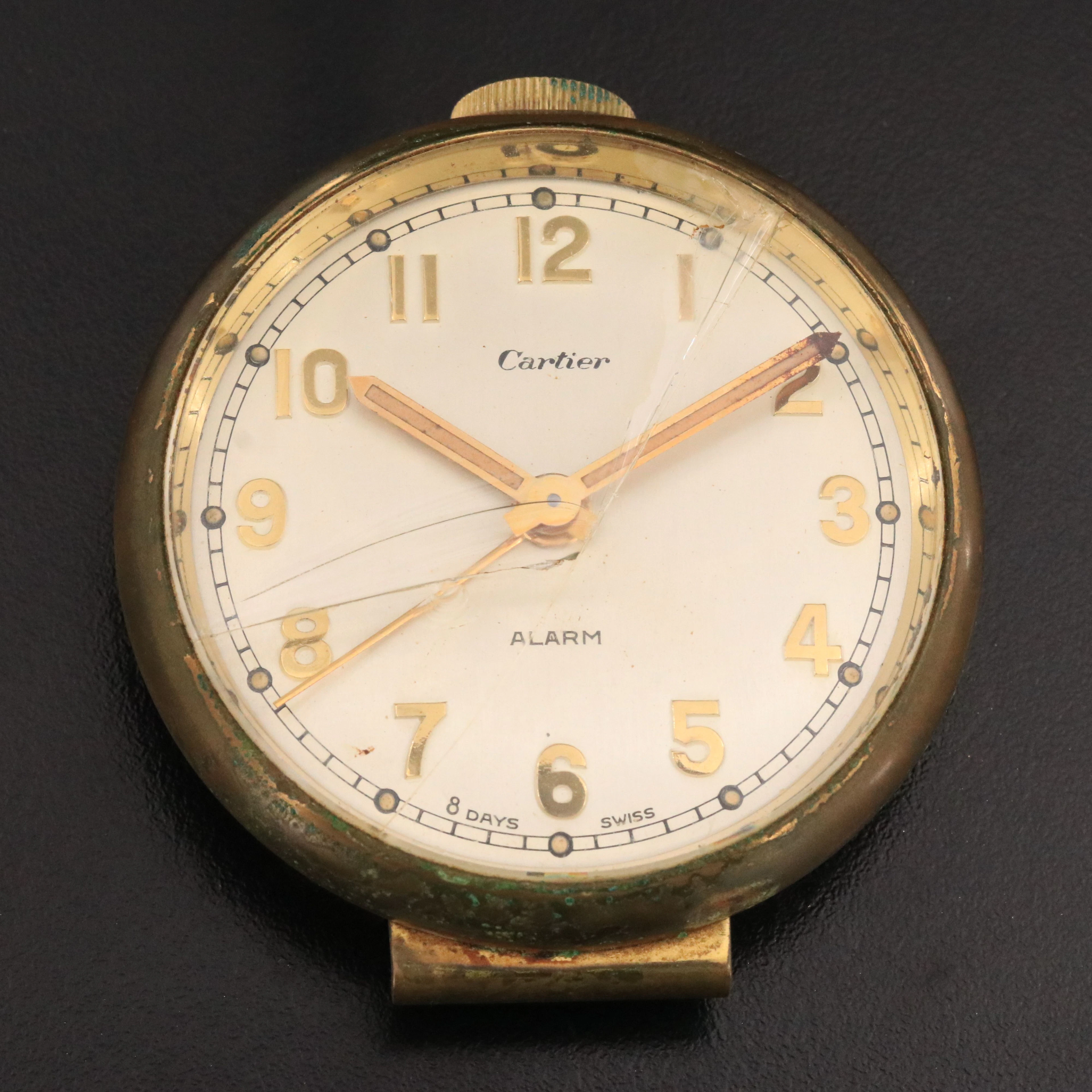 Vintage Cartier Gold-Tone Brass 8-Day Alarm Clock