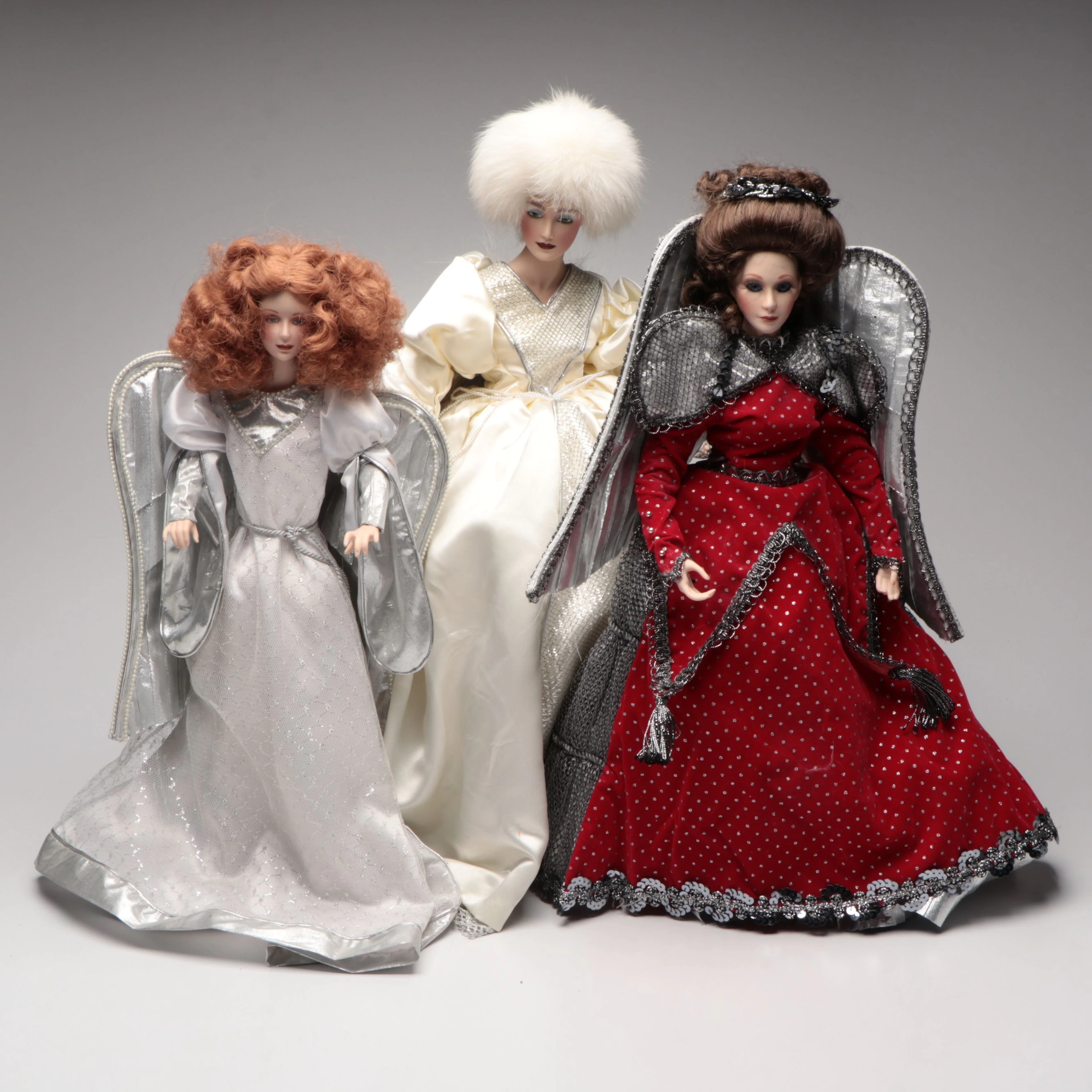 Franklin Mint Heirloom "The Snow Queen" and Angel Porcelain Cloth Body Dolls