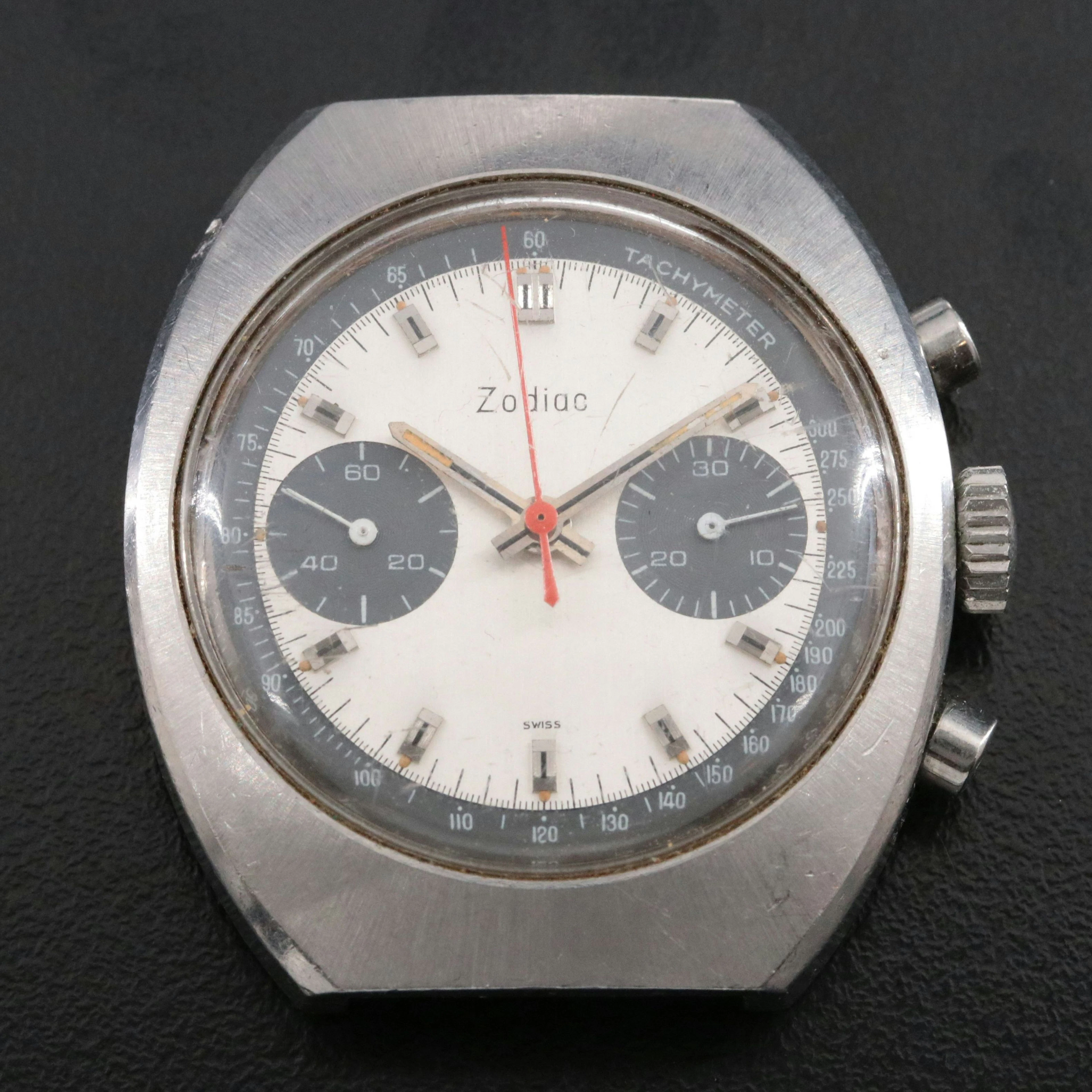 Vintage Zodiac Stainless Steel Chronograph Watch Model 73373